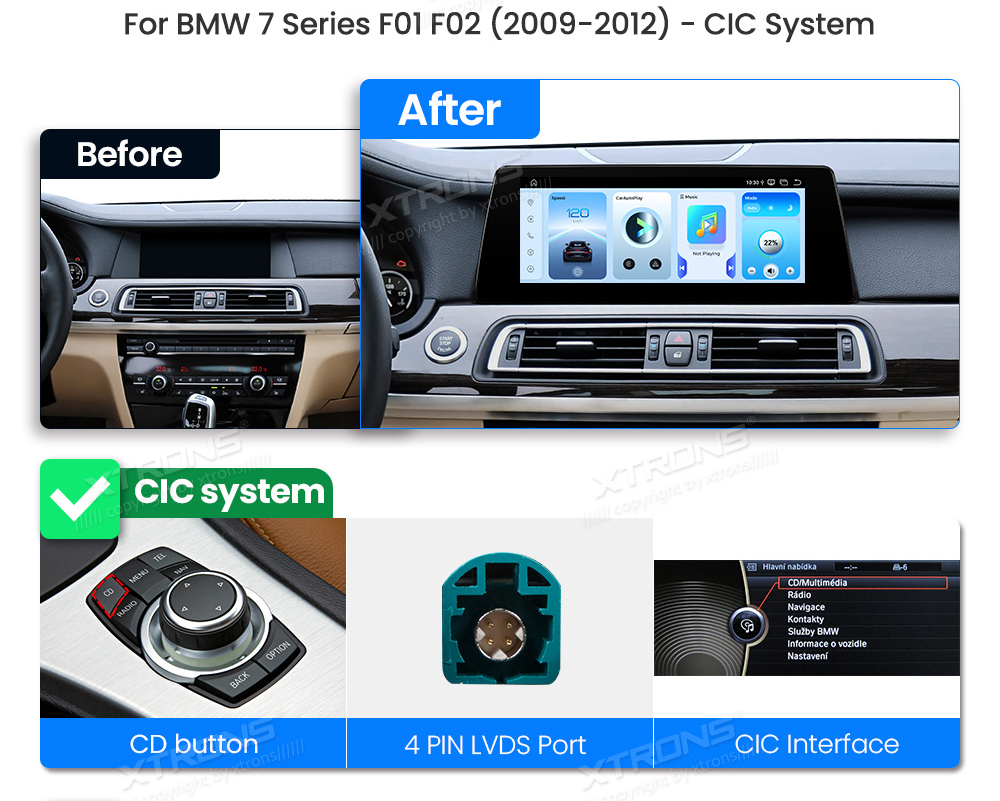 BMW 7.ser F01/F02 (2009 - 2012) | iDrive CIC  custom fit multimedia radio suitability for the car