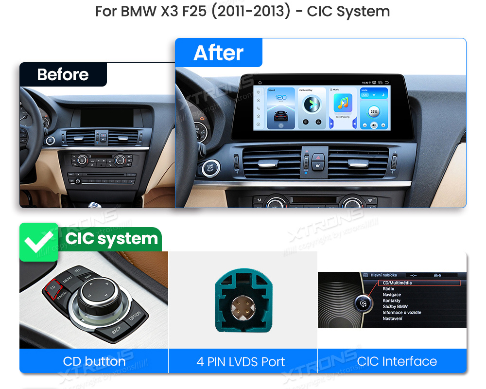 BMW X3 F25 iDrive CIC (2011-2013)  custom fit multimedia radio suitability for the car
