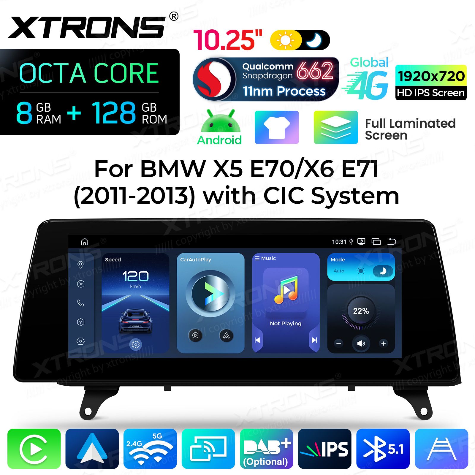 8+128Gb | 10.25"  | BMW X5 | X6 | E70 | 71 iDrive CIC (2010-2014) Android 14 GPS autoraadio ja multimeedia keskus