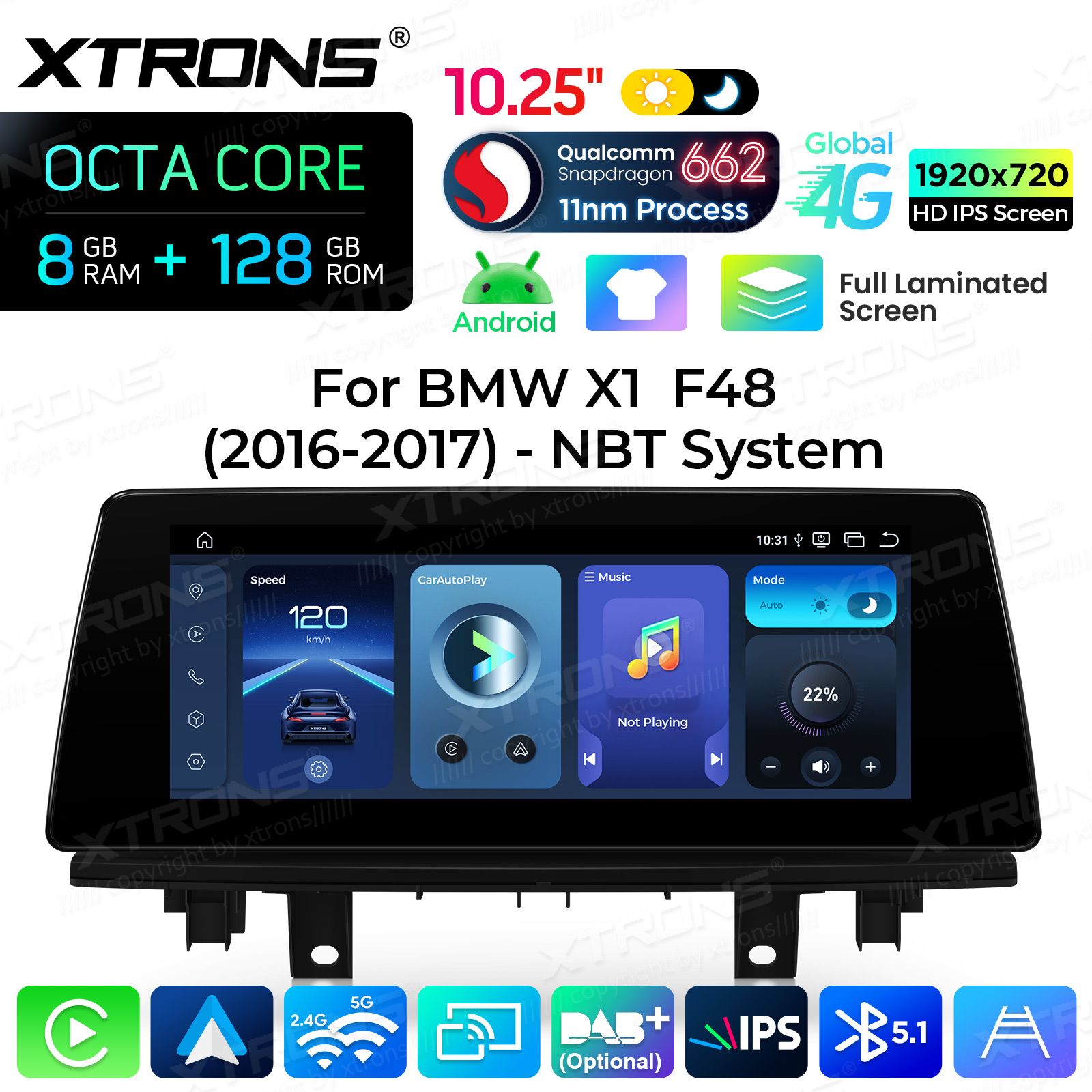 8+128Gb | 10.25"  | BMW X1 F48 (2016-2017) | iDrive NBT Android 14 Car Multimedia Player with GPS Navigation