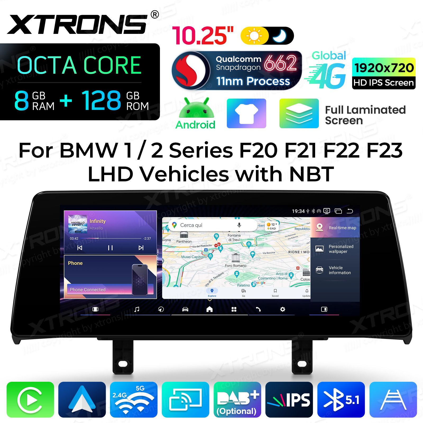 8+128Gb | 10.25"  | BMW 1.ser | BMW 2.ser| F20 | F23 | F45 | F46 | iDrive NBT (2011-2016) Android 14 GPS autoraadio ja multimeedia keskus