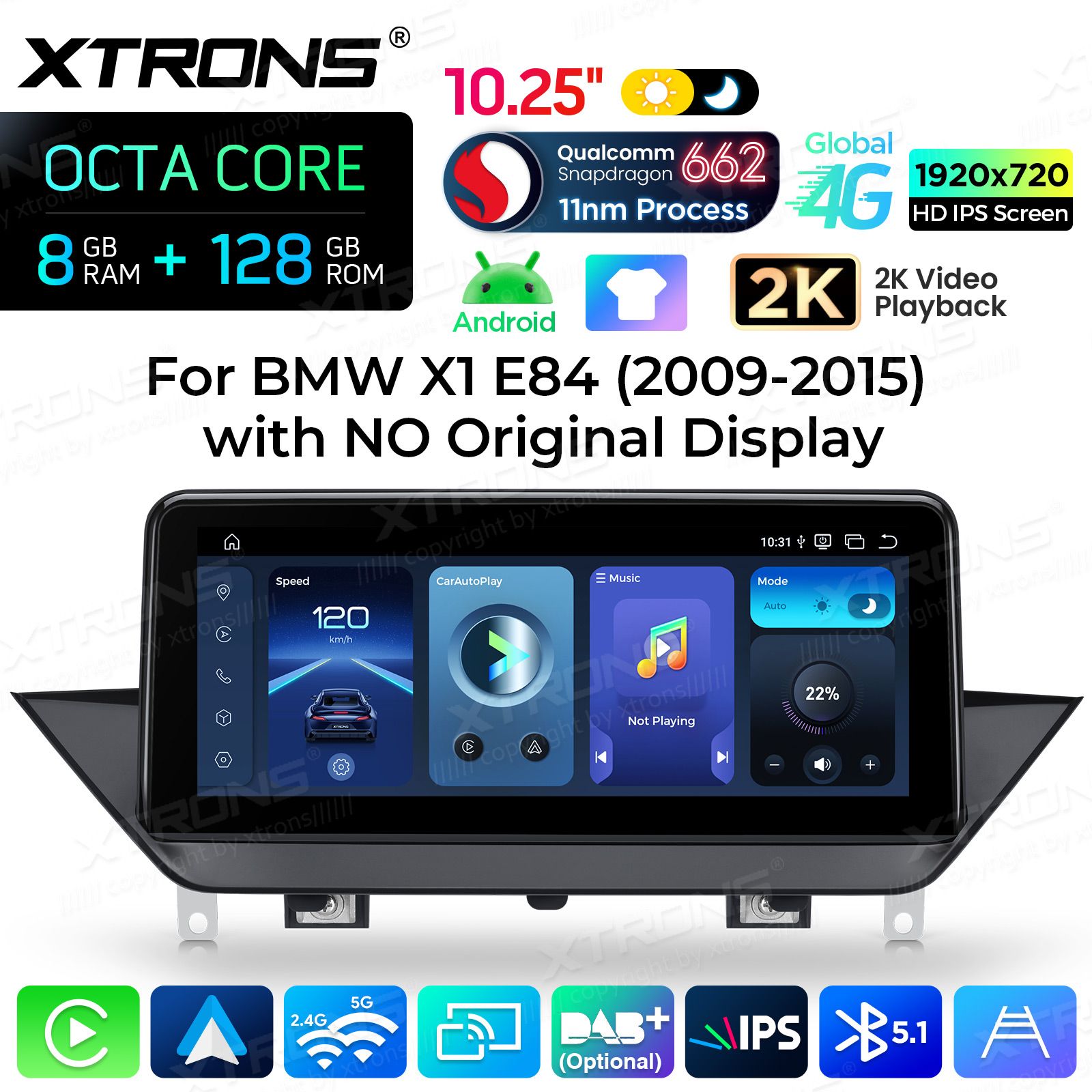 8+128Gb | 10.25"  | BMW X1 E84 (2009-2015) w/o orig. screen Android 14 Car Multimedia Player with GPS Navigation