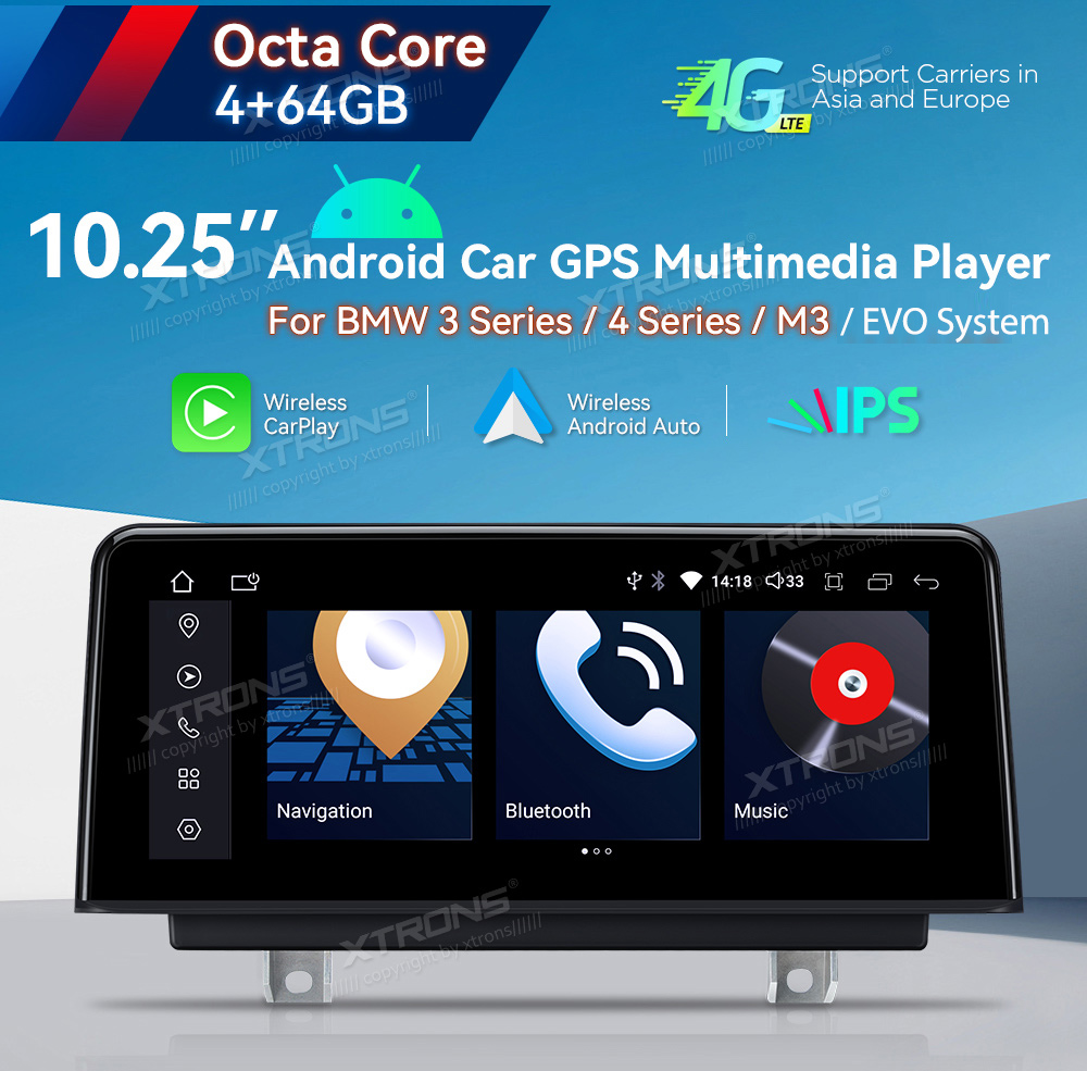 BMW 3/4 ser. (2017 - ) | F30 | F32 | iDrive EVO  XTRONS QDB10EVB12THL merkkikohtainen Android GPS multimedia näyttö