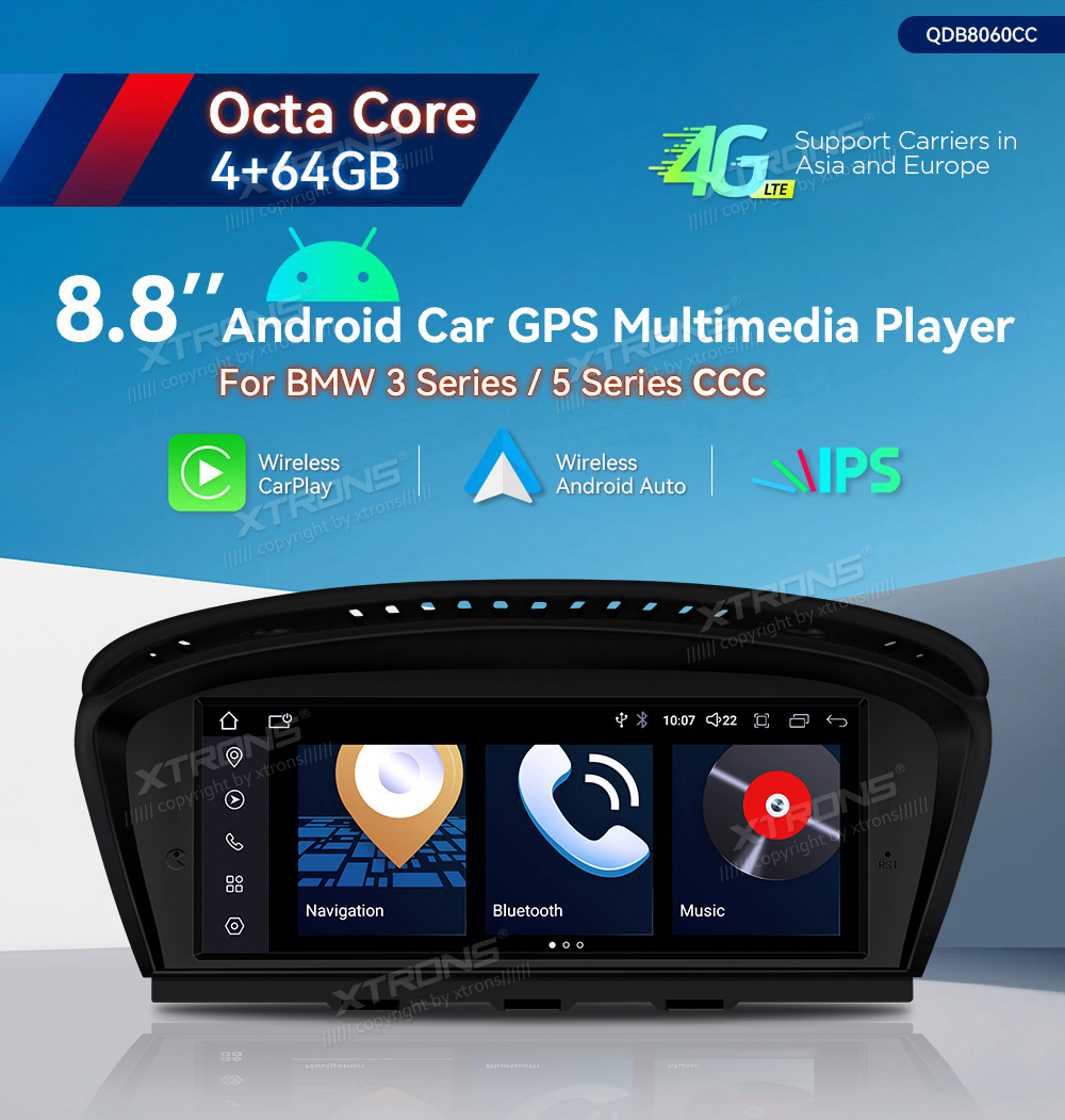 BMW 5.ser | E60 | E61 | iDrive CCC (2005-2008)  XTRONS QDB8060CC merkkikohtainen Android GPS multimedia näyttö