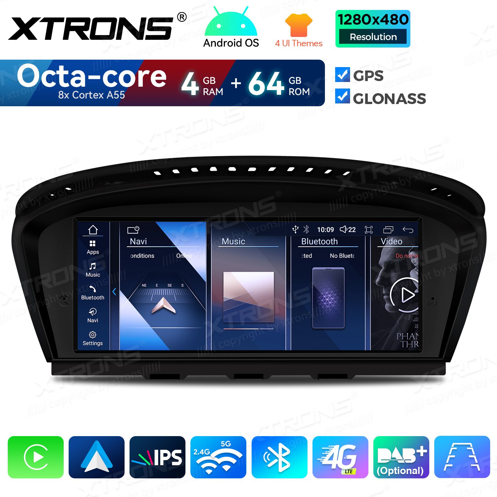 4+64Gb | 8.8"  | BMW 5.ser | E60 | E61 | iDrive CIC (2008-2010) Android 14 auto GPS radio ja multimedia näyttösoitin