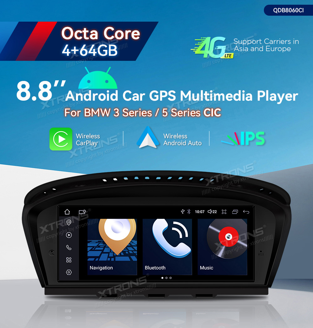 BMW 5.ser | E60 | E61 | iDrive CIC (2008-2010) XTRONS QDB8060CI merkkikohtainen Android GPS multimedia näyttö