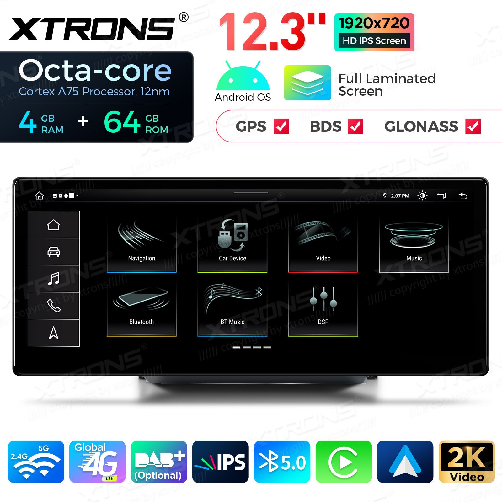 4+64Gb | 12.3" | Audi A1 (2010-2018) MMI 3G/RMC System Android 13 Car Multimedia Player with GPS Navigation