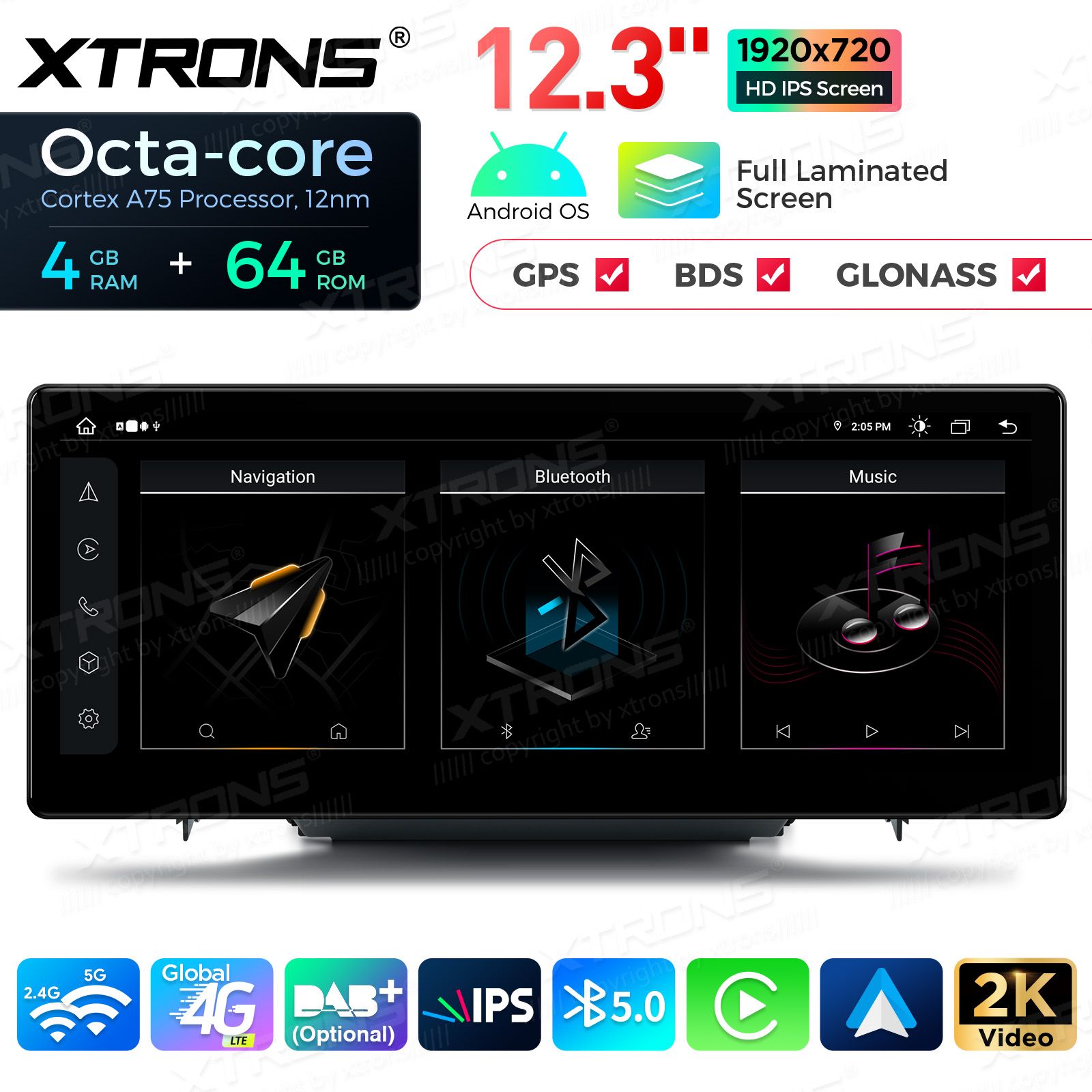 4+64Gb | 12.3" | Audi A3 (2013-2018) MIB2 System Android 13 Car Multimedia Player with GPS Navigation