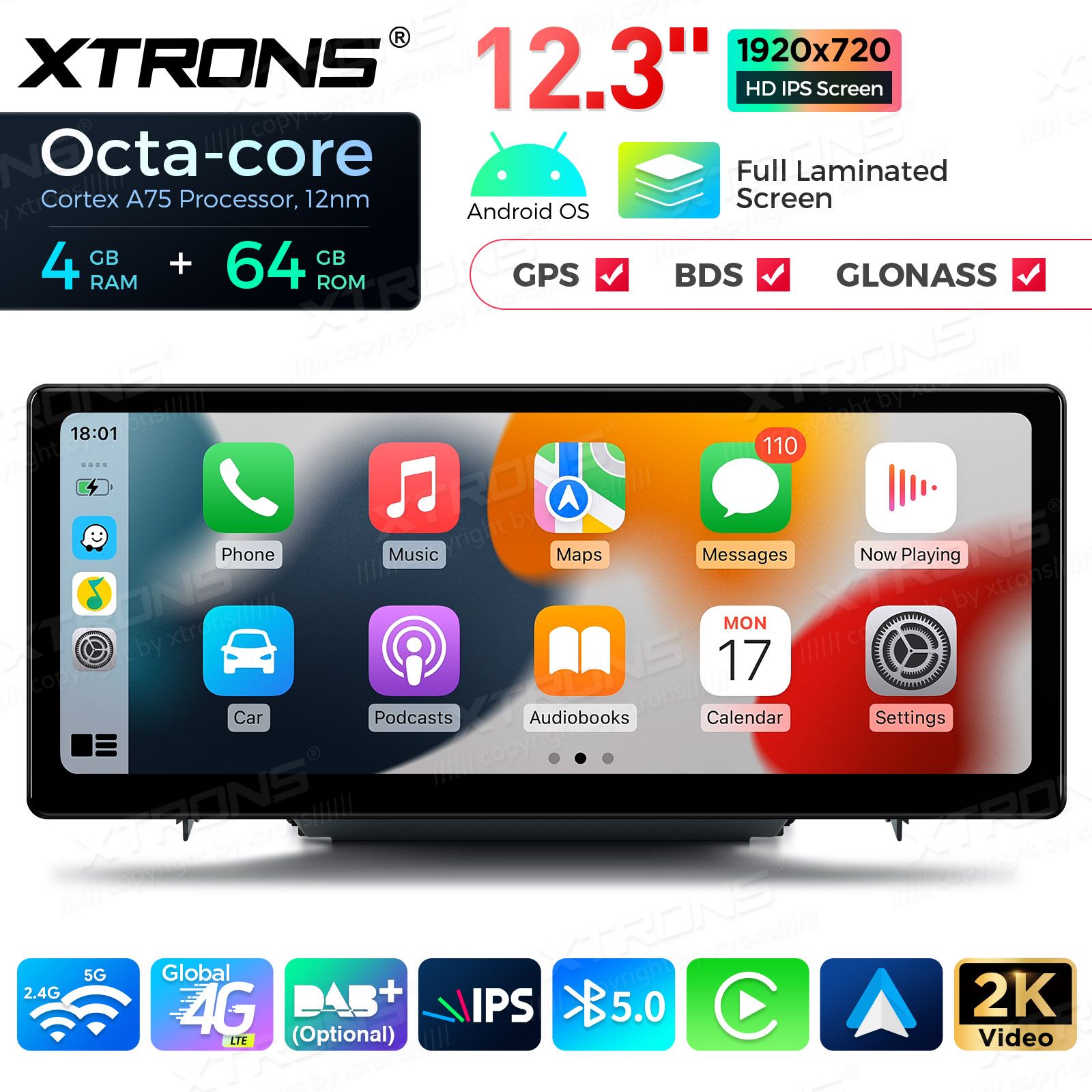 4+64Gb | 12.3" | Audi A3 (2013-2018) MIB2 System Android 13 GPS autoraadio ja multimeedia keskus