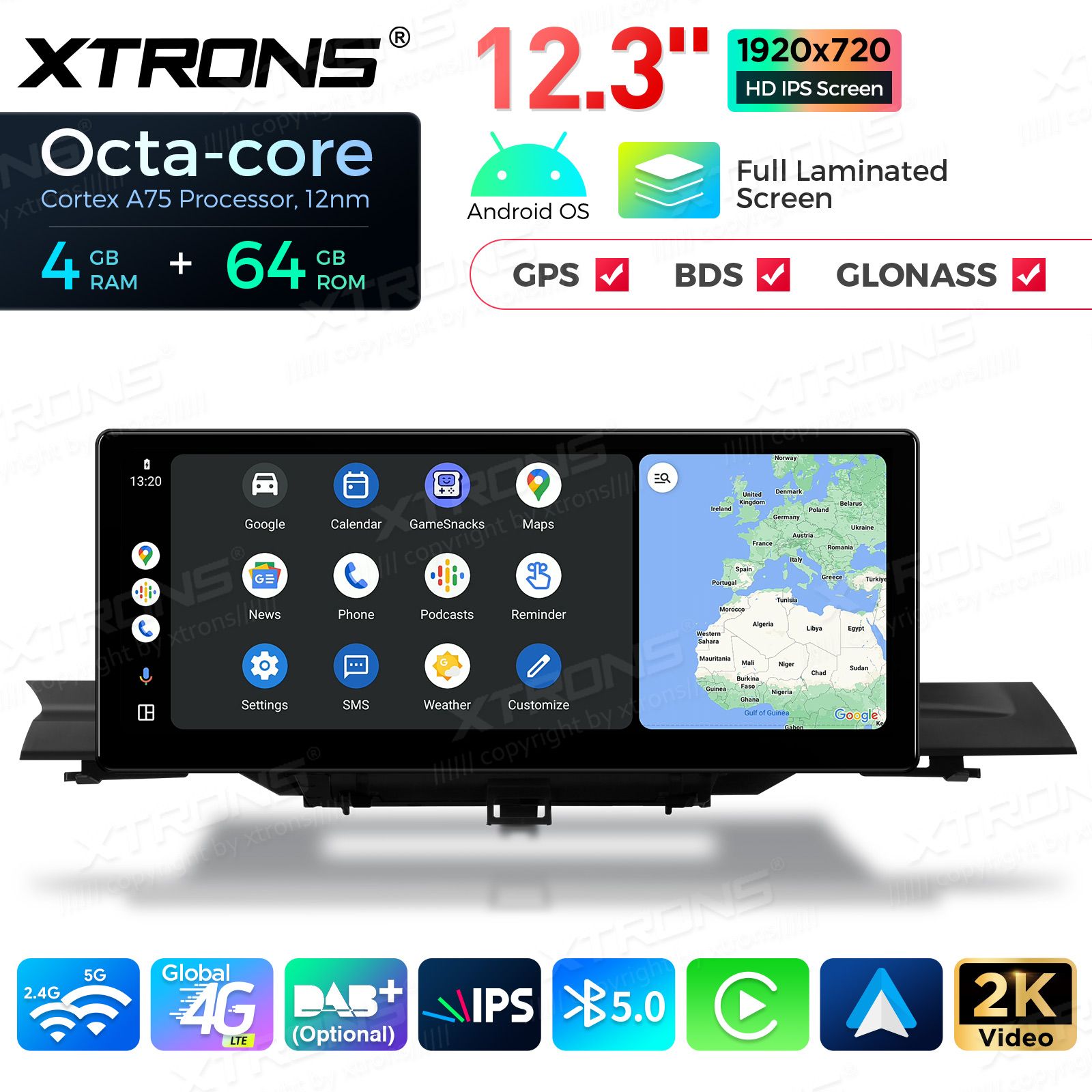 4+64Gb | 12.3" | Audi A4 | A5 | B9 | (2016-2020) MIB2 System Android 13 GPS autoraadio ja multimeedia keskus