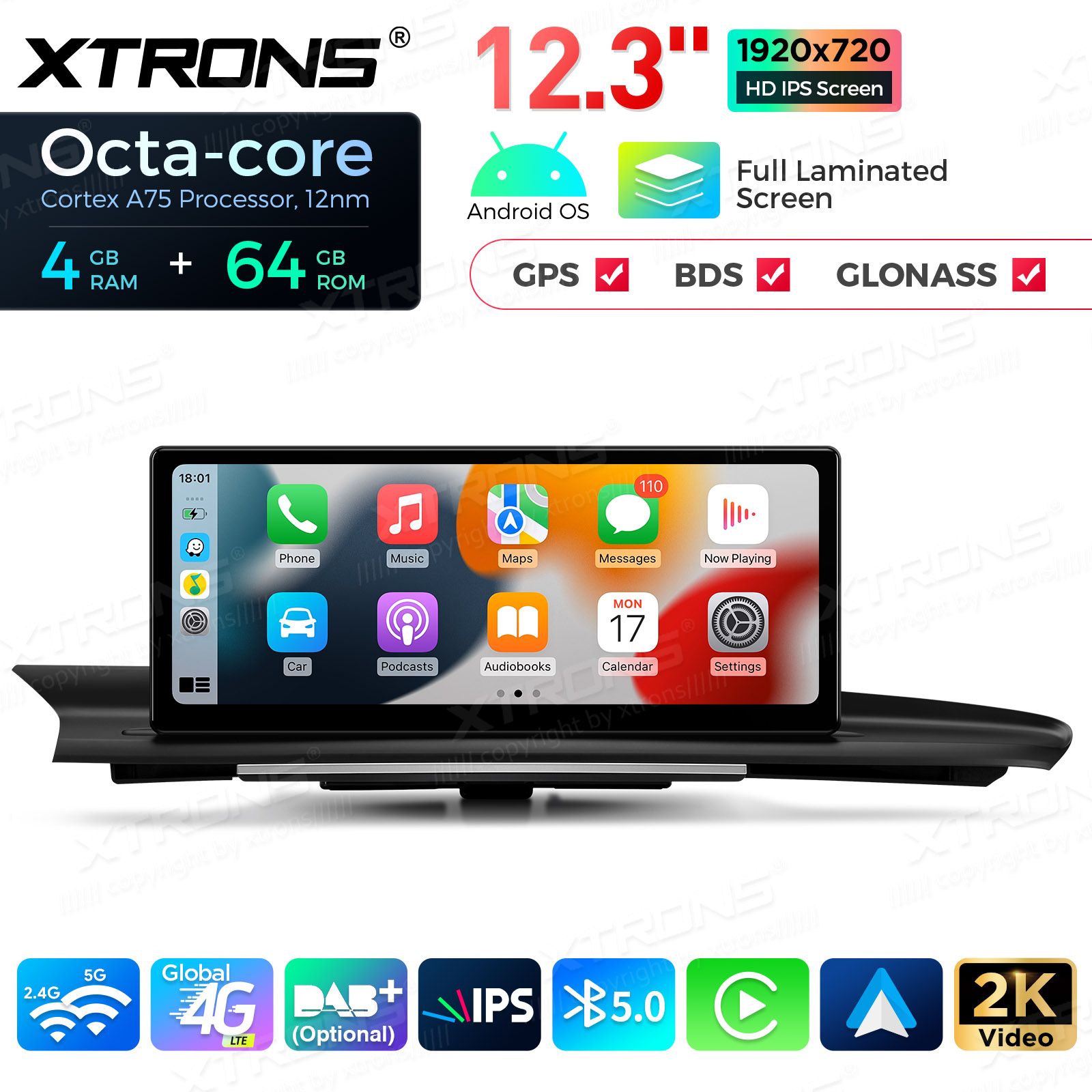 4+64Gb | 12.3" | Audi A6 | C7 (2016-2018) MIB2 System Android 13 GPS autoraadio ja multimeedia keskus