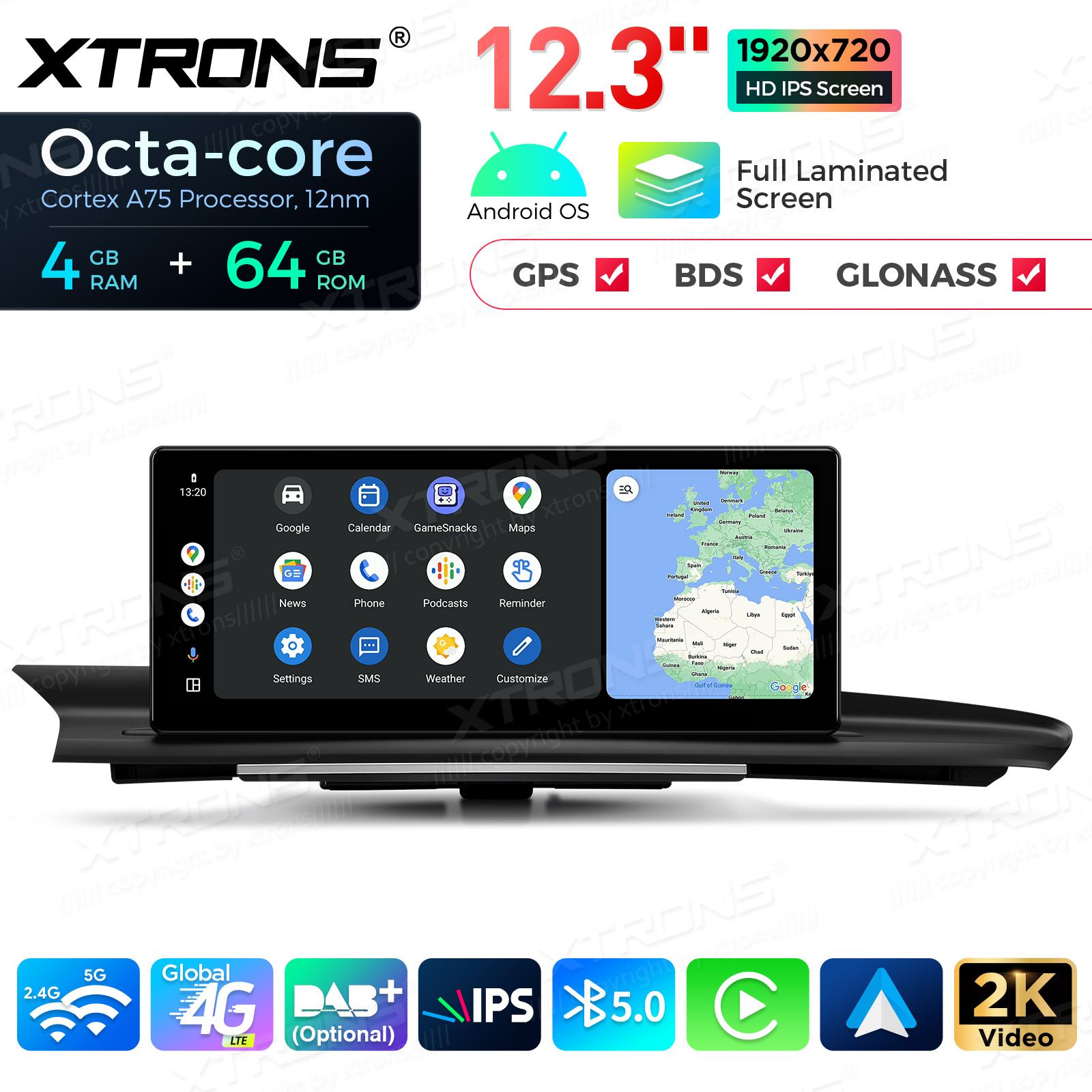 4+64Gb | 12.3" | Audi A6 | C7 (2016-2018) MIB2 System Android 13 GPS autoraadio ja multimeedia keskus