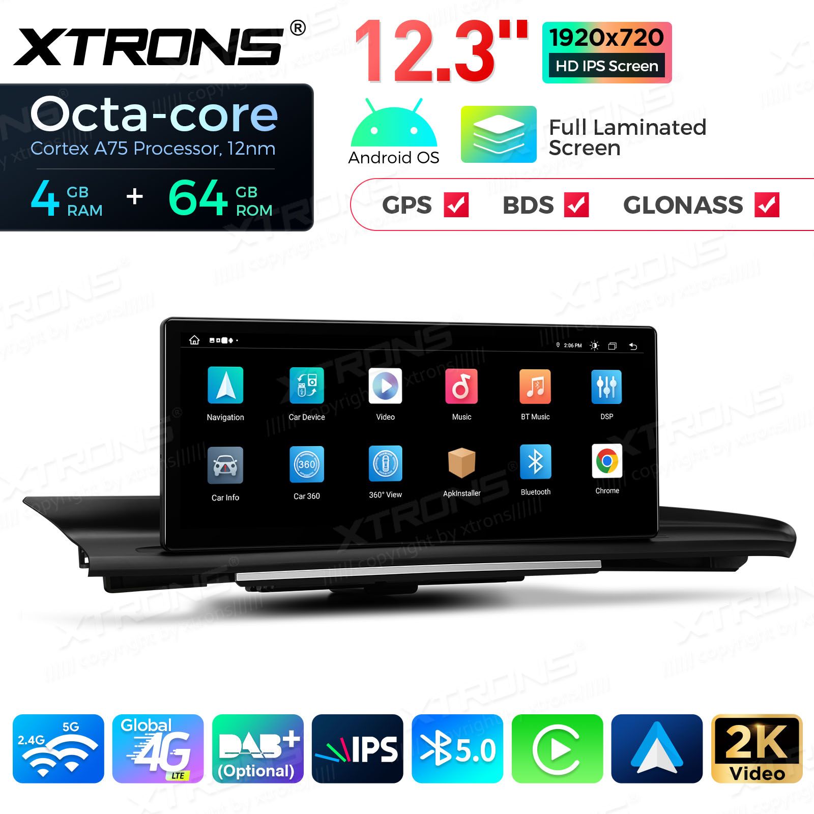 4+64Gb | 12.3" | Audi A6 | C7 (2016-2018) MIB2 System Android 13 GPS autoraadio ja multimeedia keskus