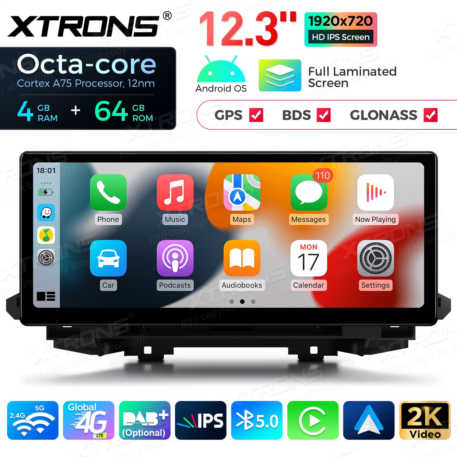 4+64Gb | 12.3" | Audi Q5 | SQ5 (2017-2020) MIB2 System Android 13 GPS autoraadio ja multimeedia keskus