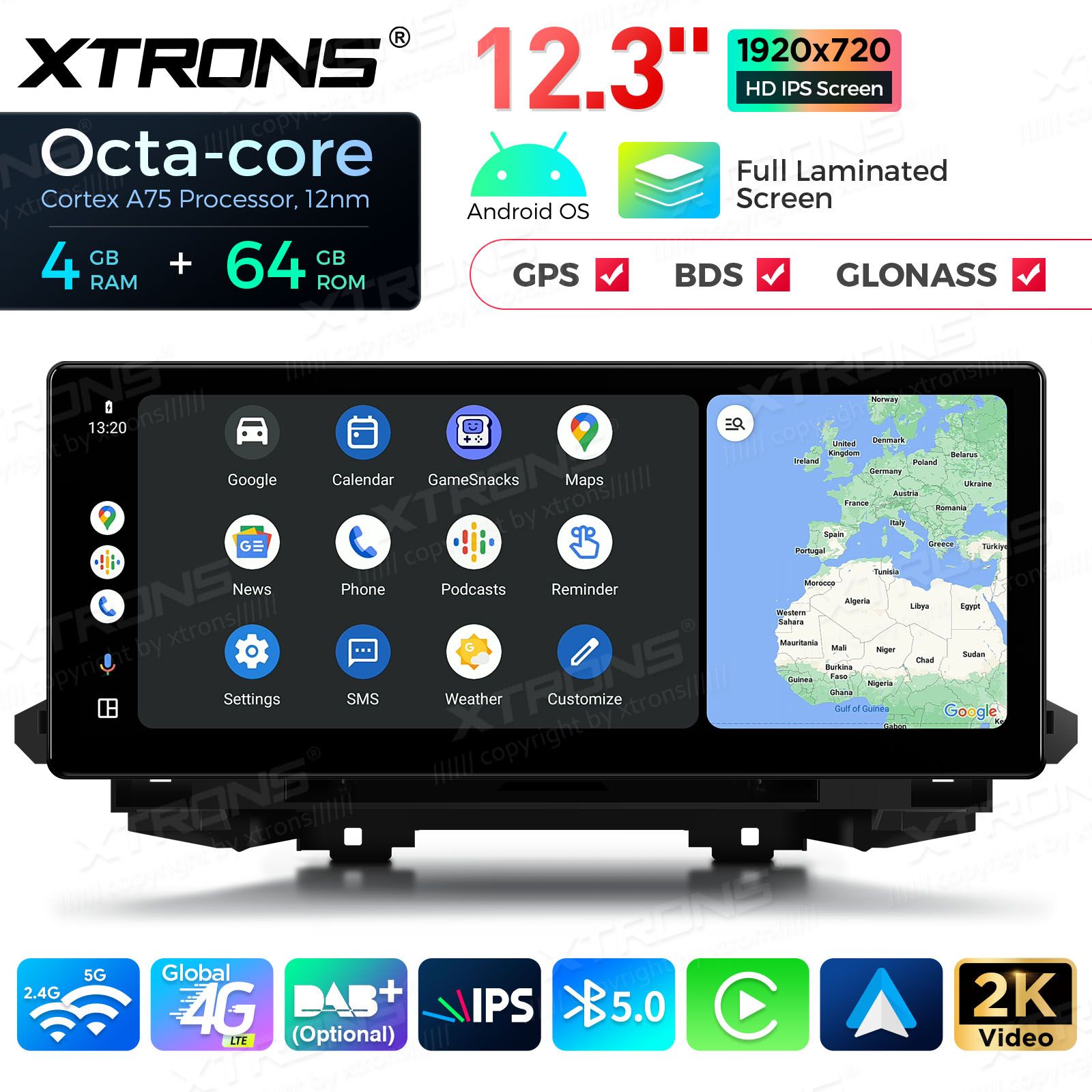 4+64Gb | 12.3" | Audi Q5 | SQ5 (2017-2020) MIB2 System Android 13 GPS autoraadio ja multimeedia keskus