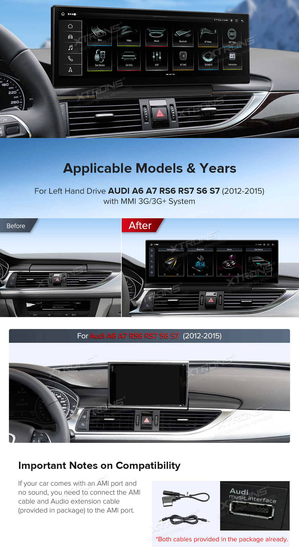 Audi A6 | C7 (2012-2015) MMI 3G/3G+ System  custom fit multimedia radio suitability for the car