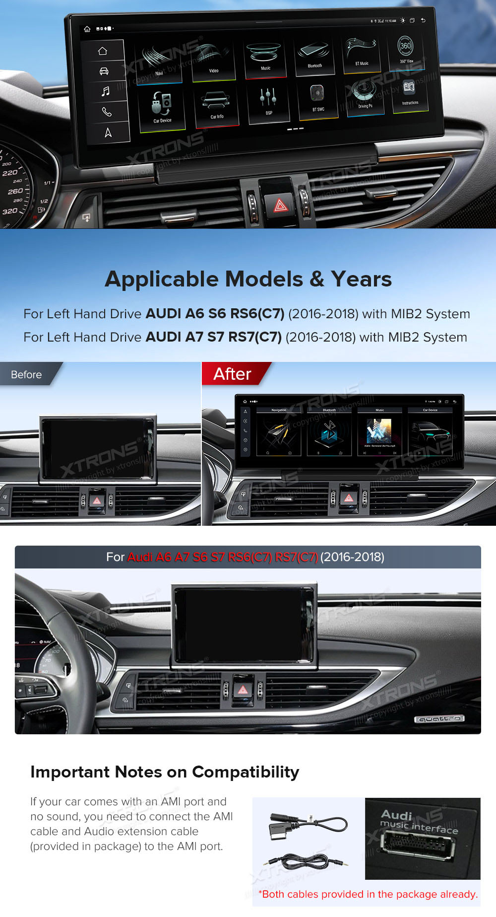 Audi A6 | C7 (2016-2018) MIB2 System  custom fit multimedia radio suitability for the car