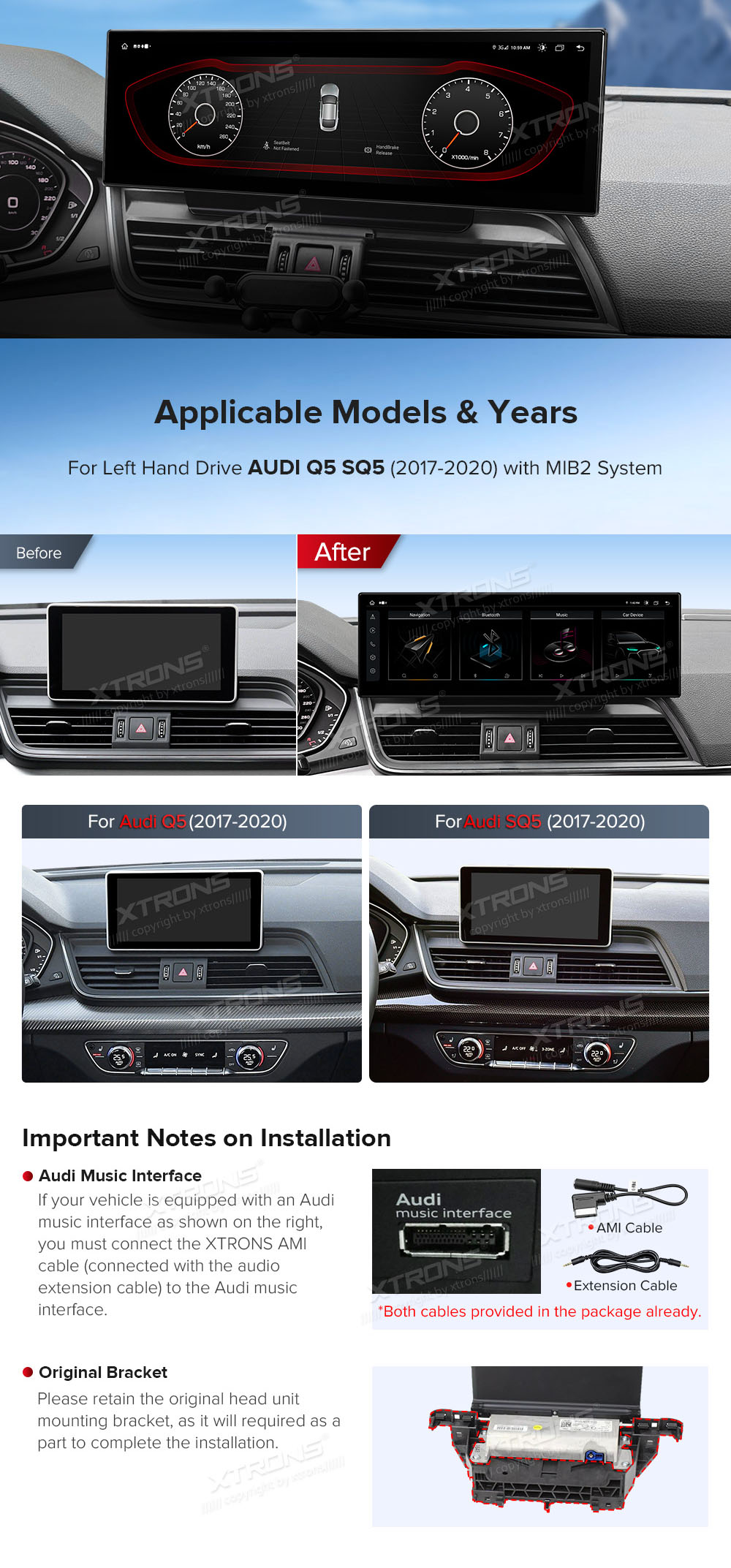 Audi Q5 | SQ5 (2017-2020) MIB2 System  custom fit multimedia radio suitability for the car