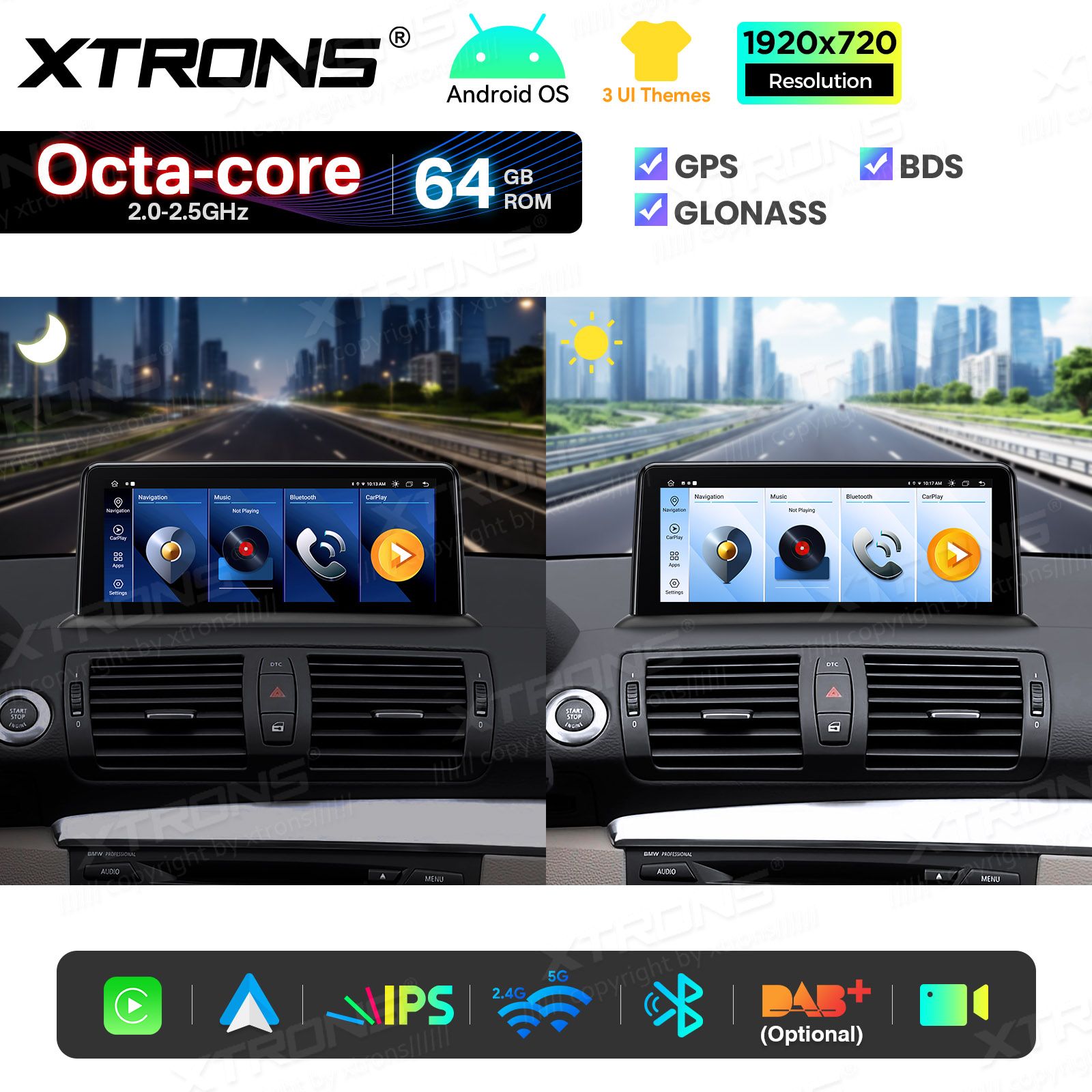2+64Gb | 10.25"  | BMW 1. ser. E81 | E82 | E87 | E88 (2004-2012) w/o orig. screen Android 14 GPS autoraadio ja multimeedia keskus