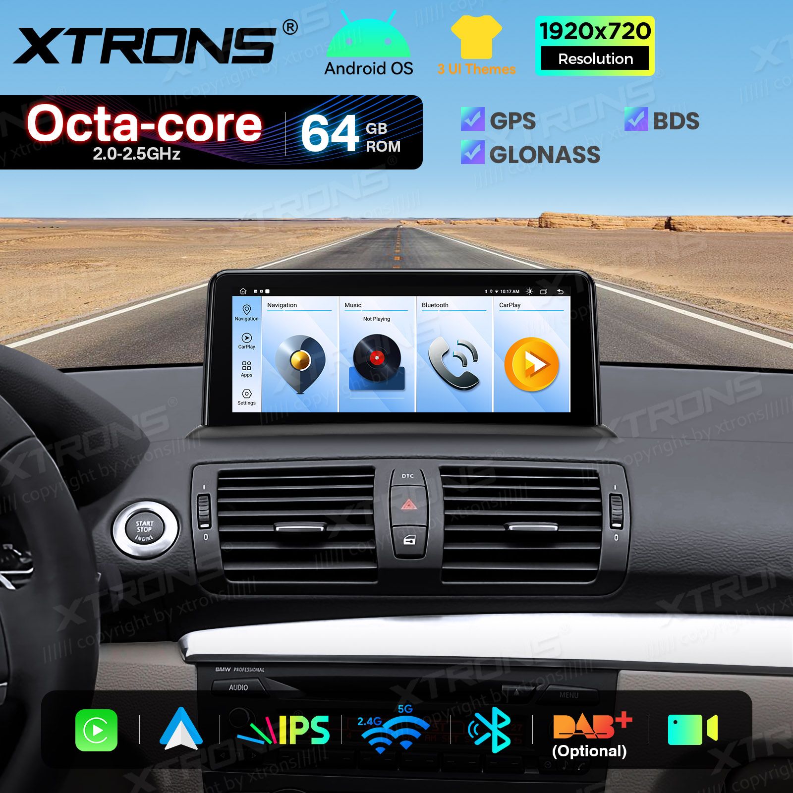 BMW 1. ser. E81 | E82 | E87 | E88 (2004-2012) w/o orig. screen  XTRONS QTB1087UNL Car multimedia GPS player with Custom Fit Design