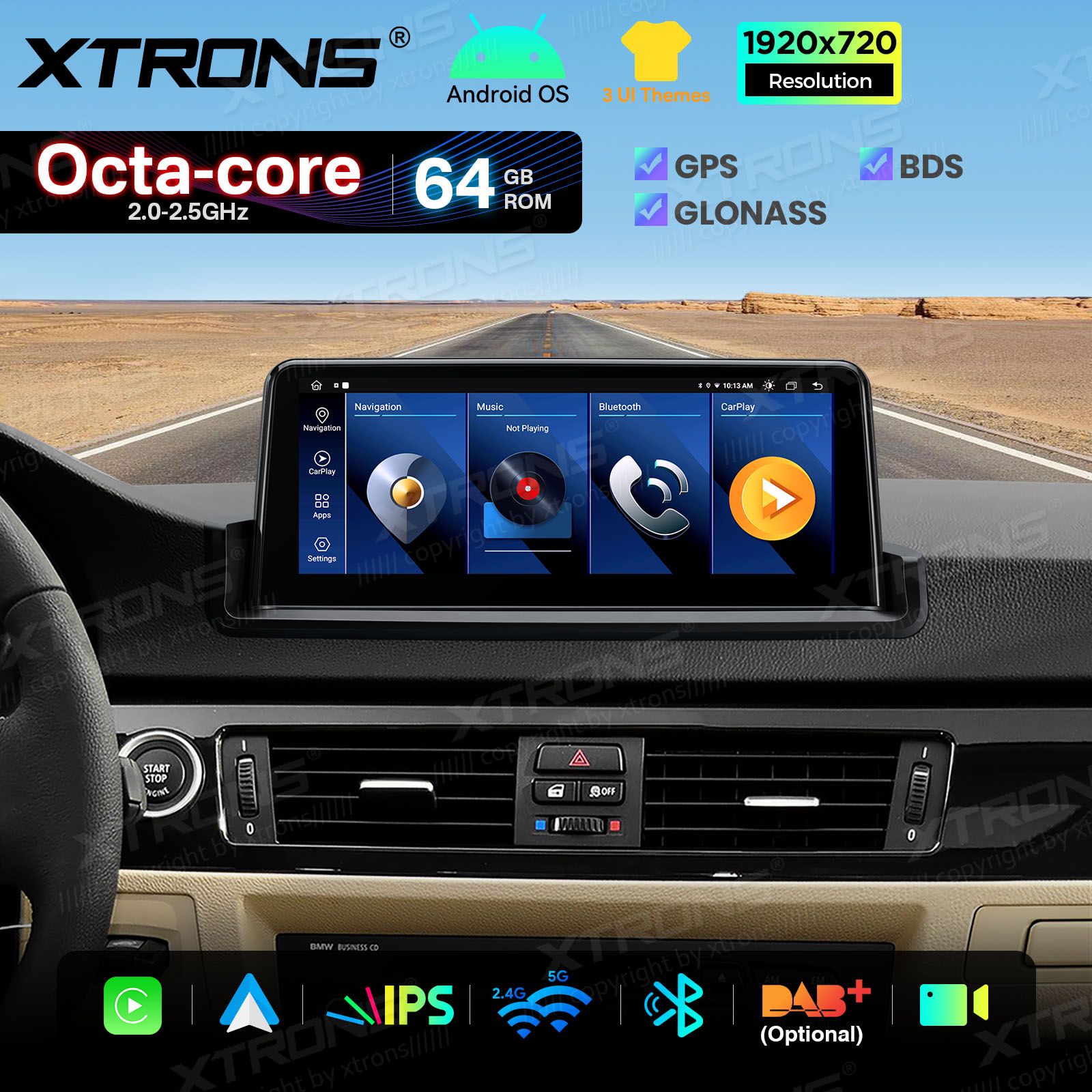 BMW 3. ser. E90 | E91 | E92 | E93 (2005-2012) w/o orig. screen  XTRONS QTB1090UNL Car multimedia GPS player with Custom Fit Design