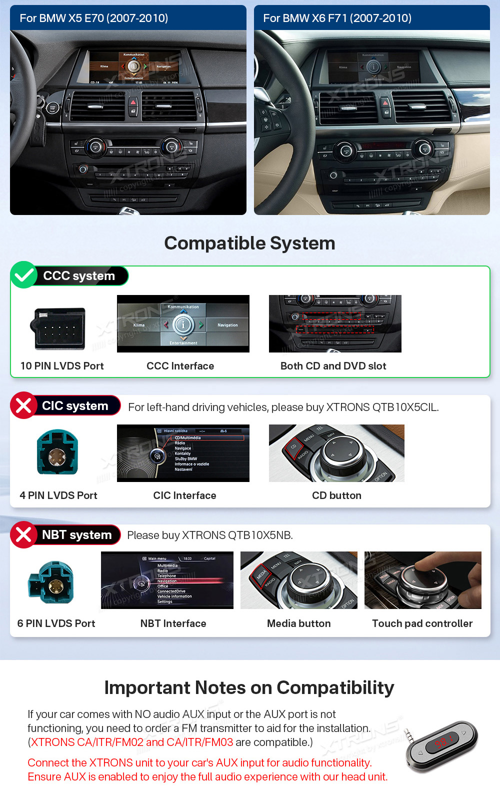 BMW X5 | X6 | E70 | 71 iDrive CCC (2007-2010)  custom fit multimedia radio suitability for the car