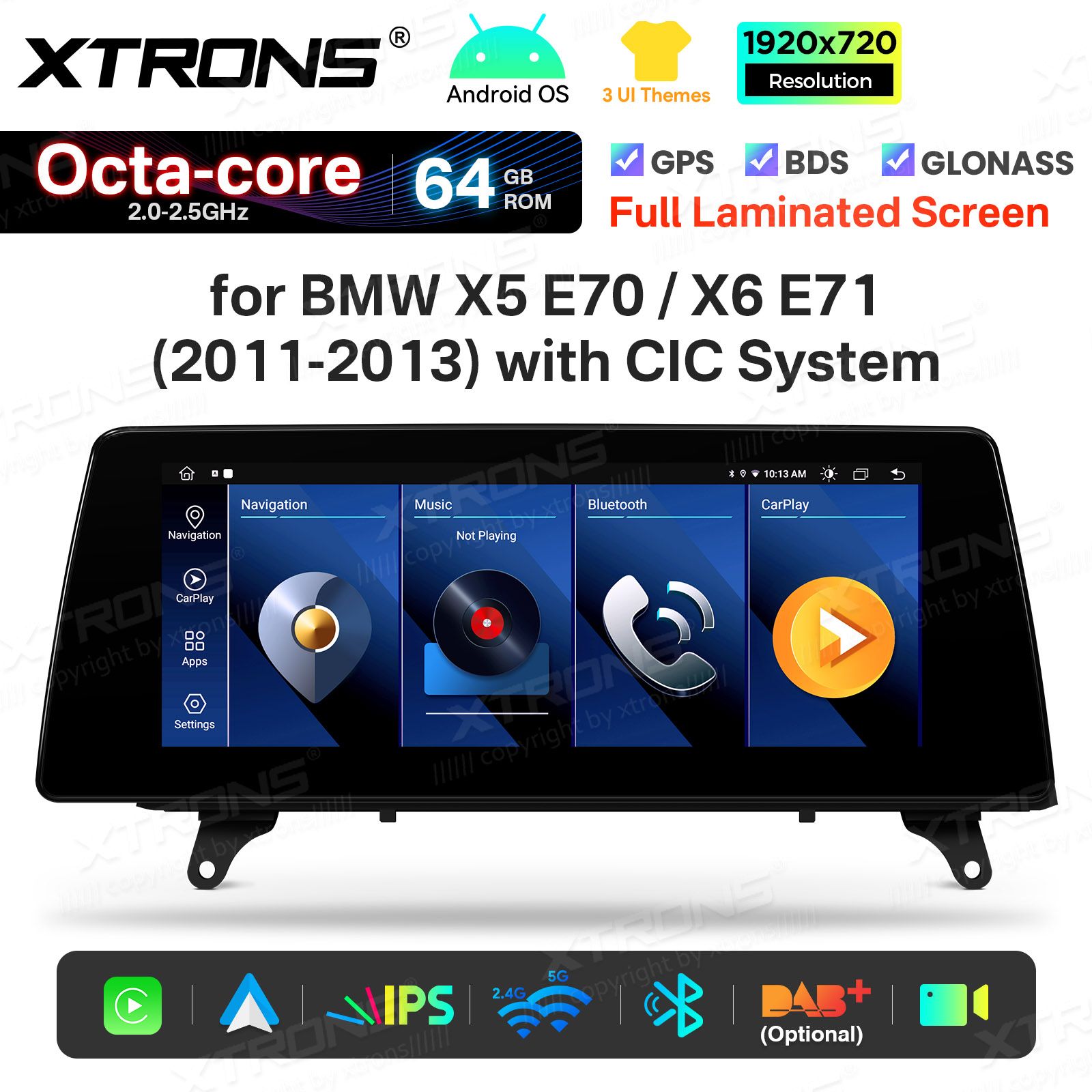 2+64Gb | 10.25"  | BMW X5 | X6 | E70 | 71 iDrive CIC (2010-2014) Android 14 Auto multivides atskaņotājs ar GPS navigāciju