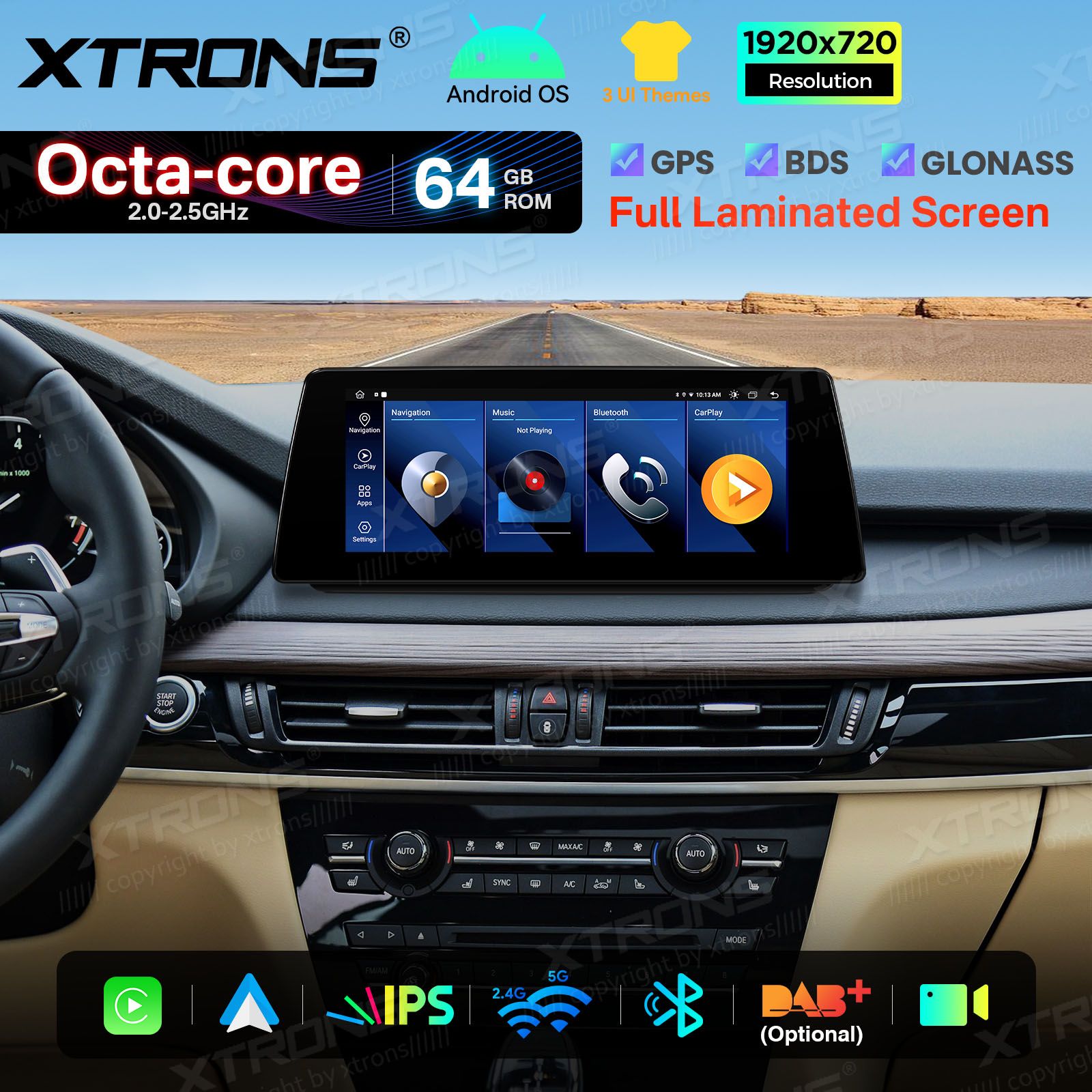 BMW X5 | X6 | F15 | F16 iDrive NBT (2014-2016)  XTRONS QTB10X5NB merkkikohtainen Android GPS multimedia näyttö