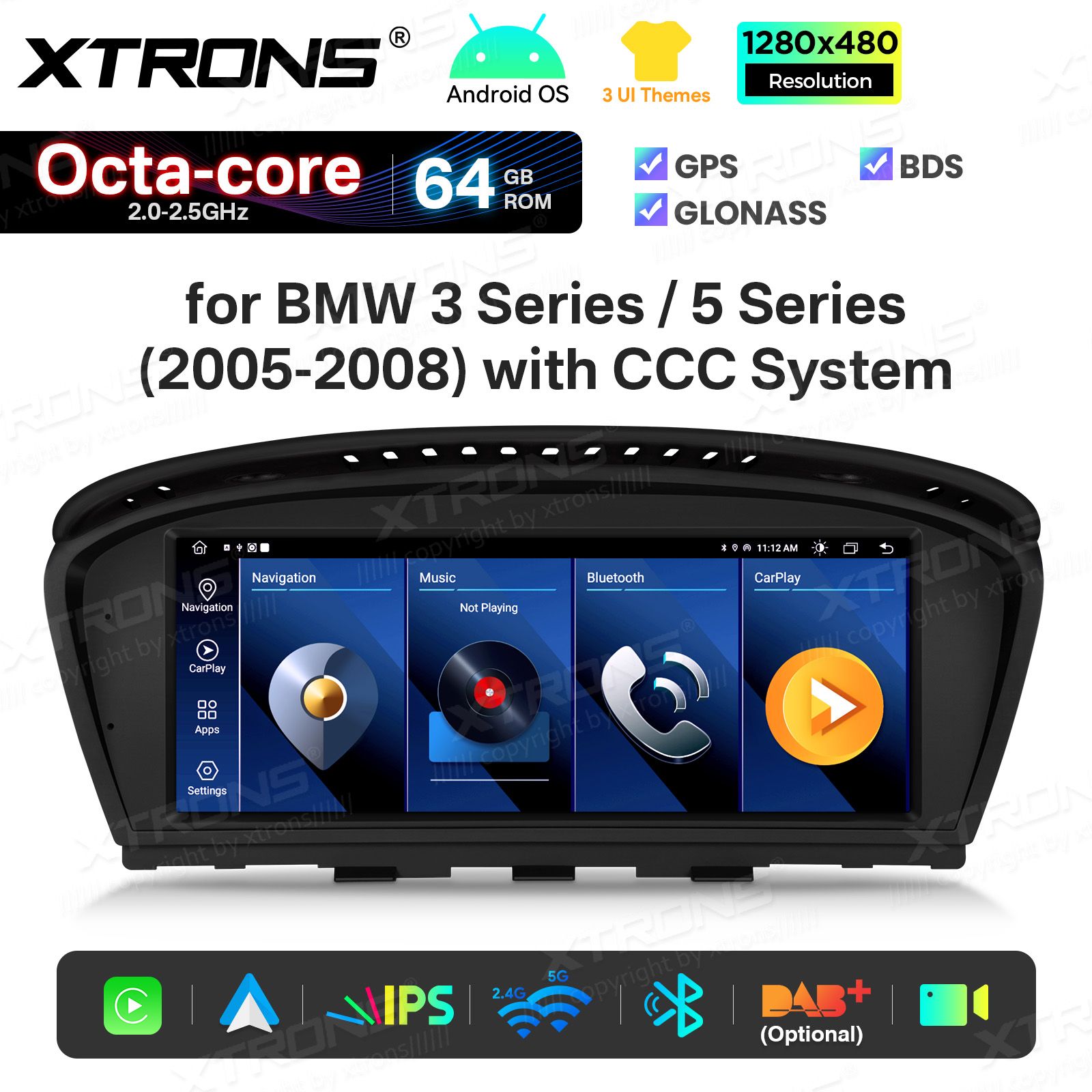 2+64Gb | 10.25"  | BMW 5.ser | E60 | E61 | iDrive CCC (2005-2008) Android 14 Auto multivides atskaņotājs ar GPS navigāciju