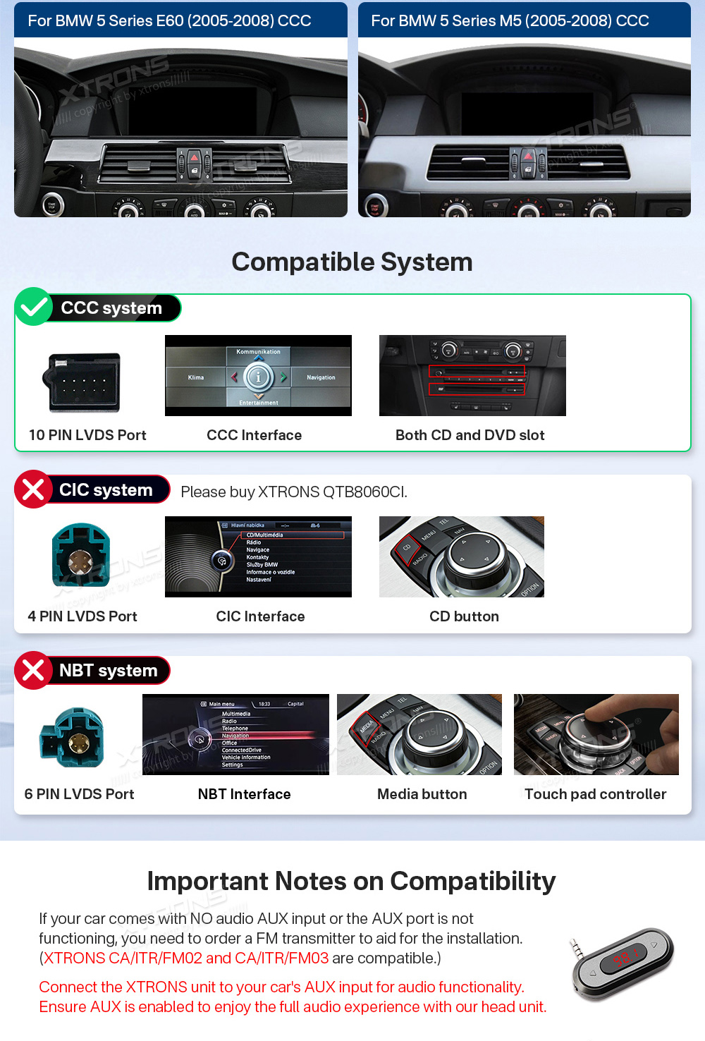 BMW 5.ser | E60 | E61 | iDrive CCC (2005-2008)  custom fit multimedia radio suitability for the car