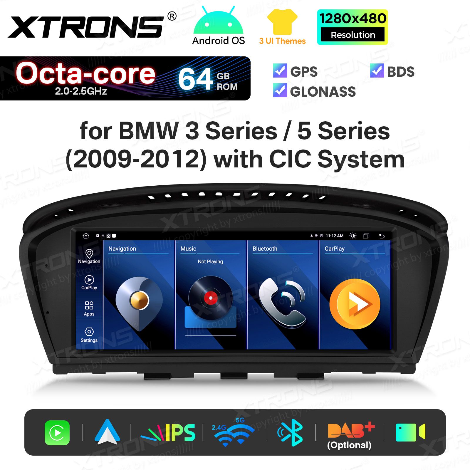 2+64Gb | 10.25"  | BMW 5.ser | E60 | E61 | iDrive CIC (2008-2010) Android 14 Auto multivides atskaņotājs ar GPS navigāciju