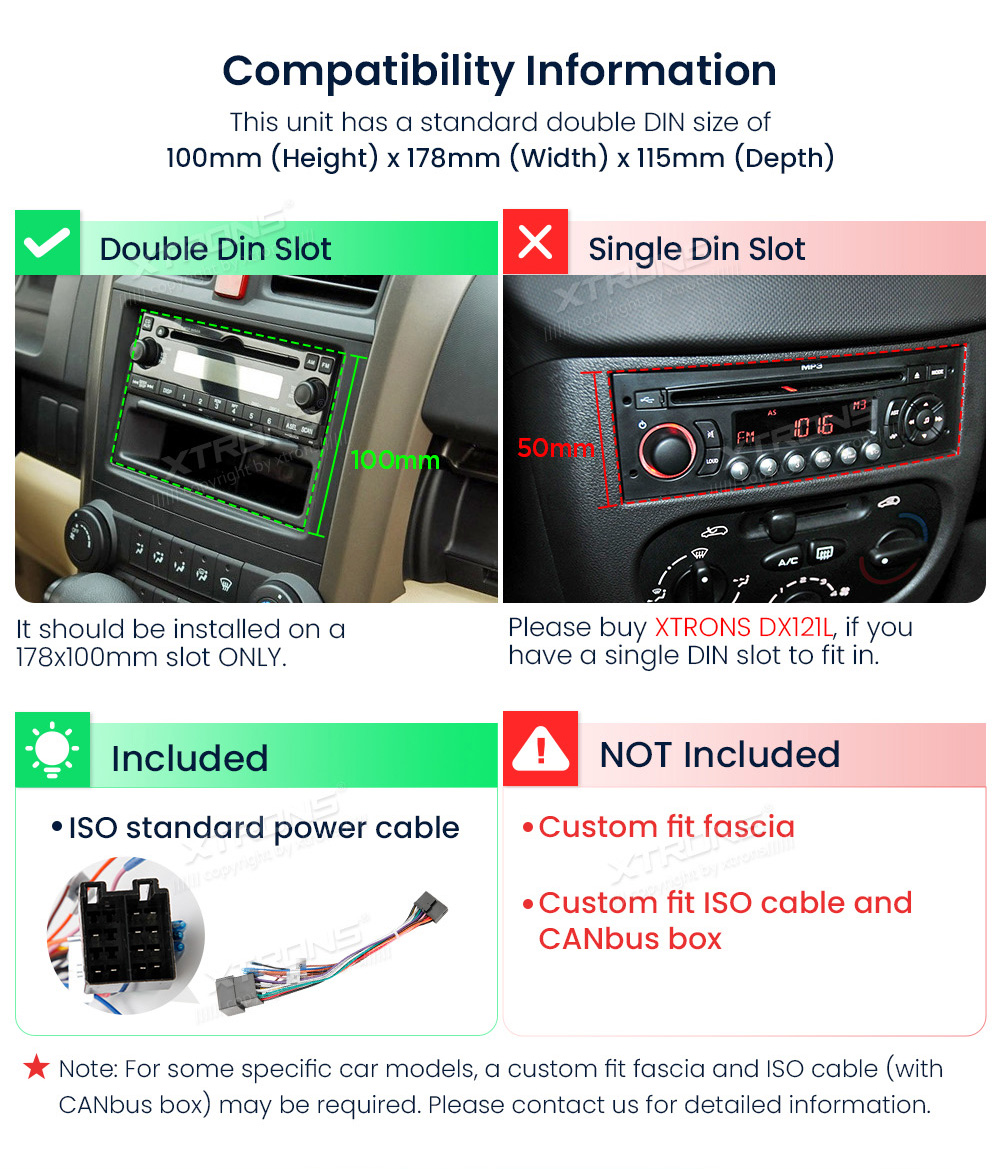 XTRONS TID101L XTRONS TID101L raadio sobivus autole