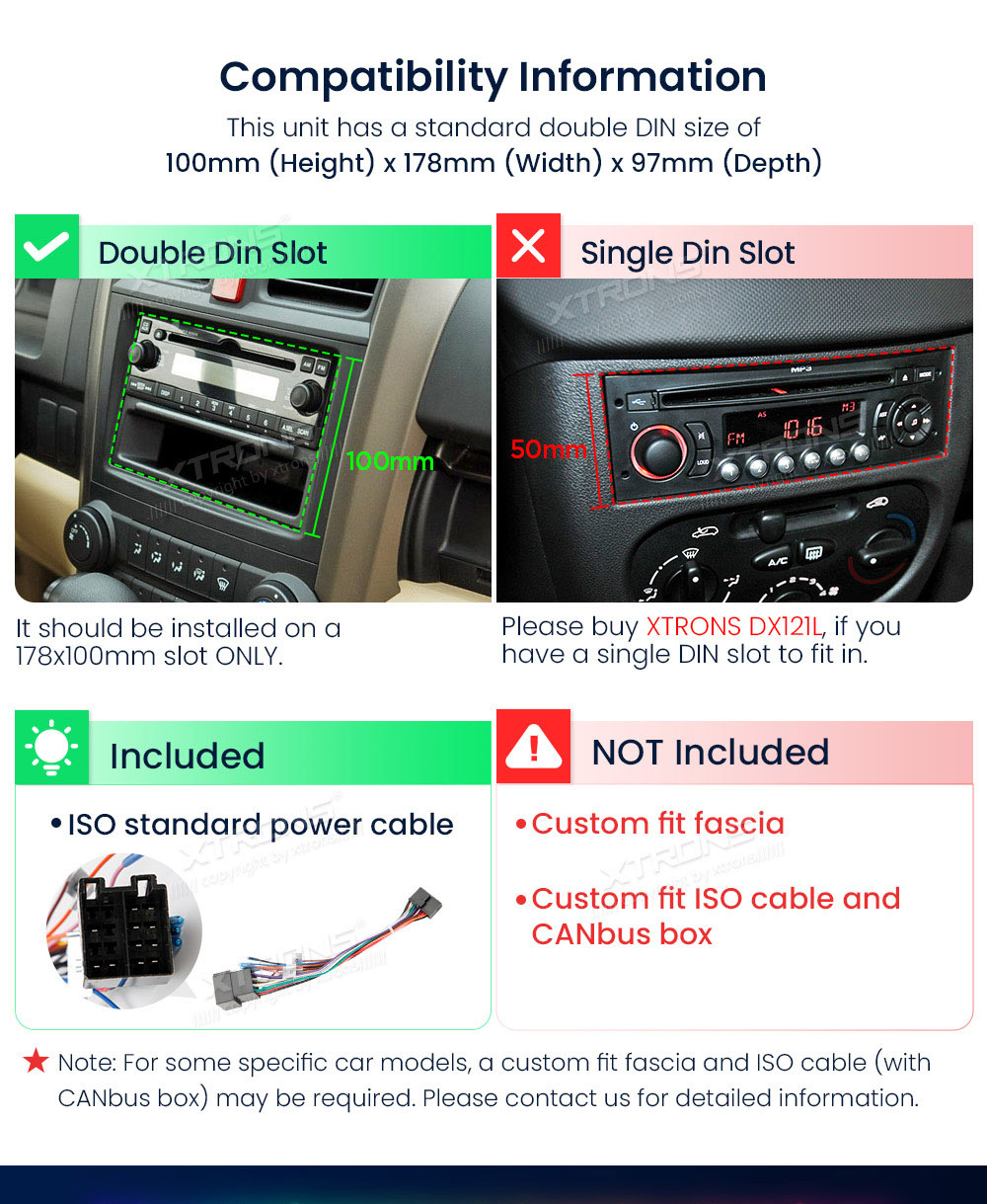 XTRONS TID701L XTRONS TID701L raadio sobivus autole