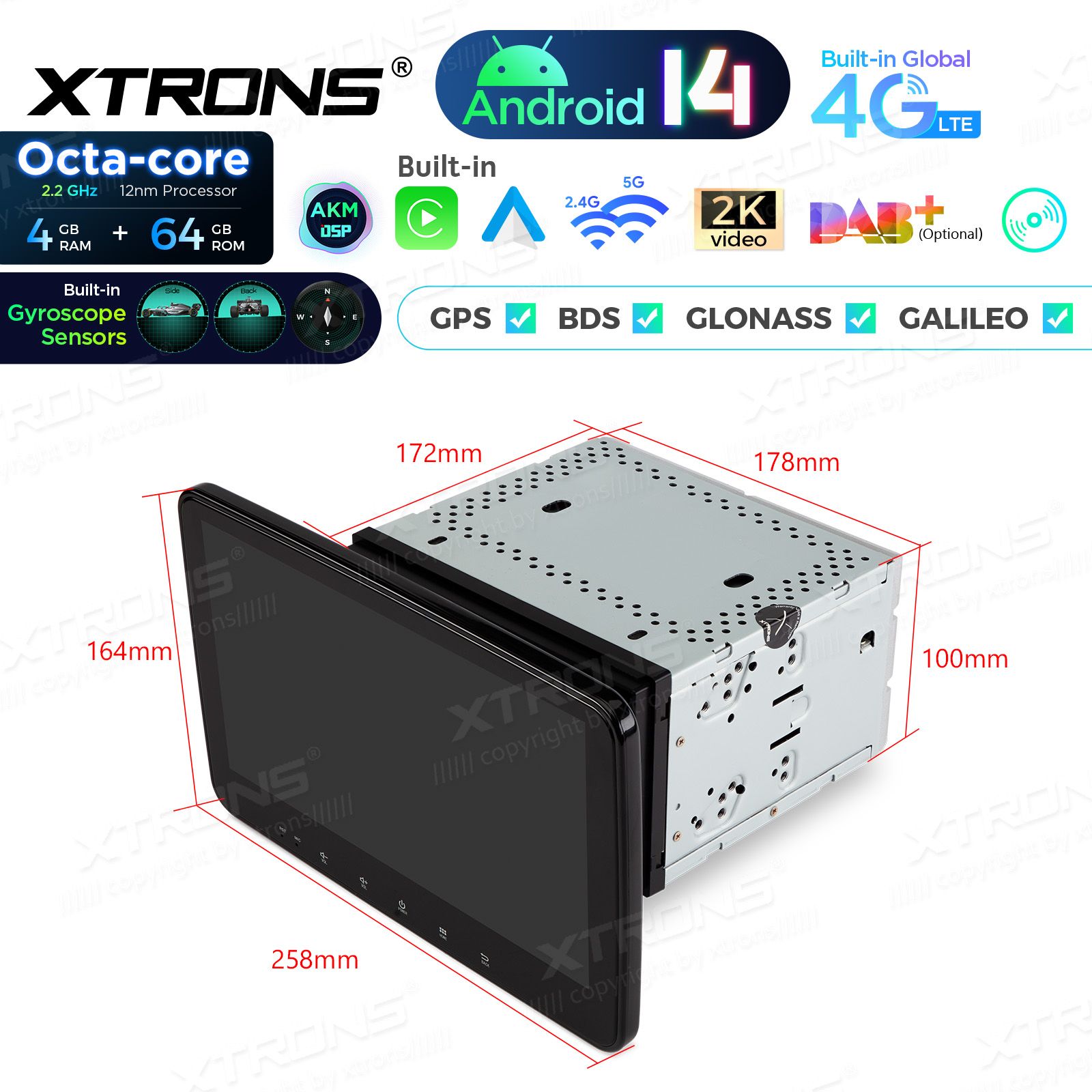 2 DIN Android 14  | CarPlay Android multimeedia keskus