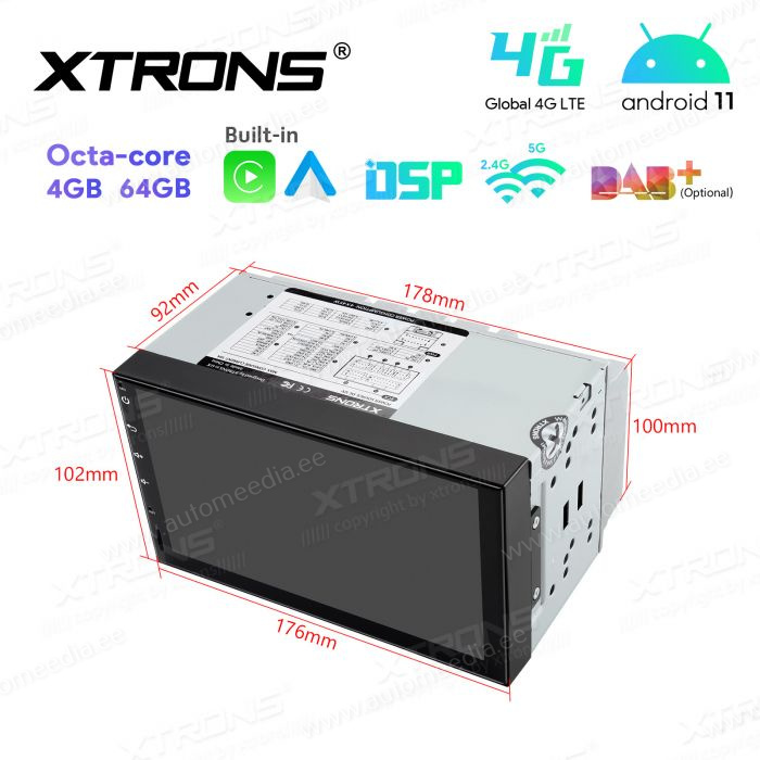 2 DIN universaalne Android 12 GPS autoraadio ja multimeedia keskus