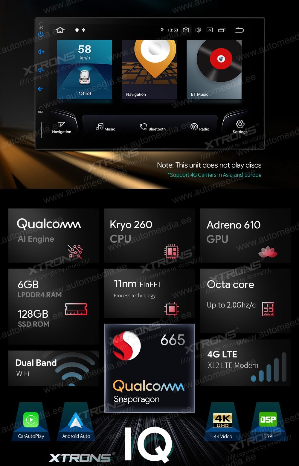 2 DIN XTRONS TIQ702L Штатная магнитола Android