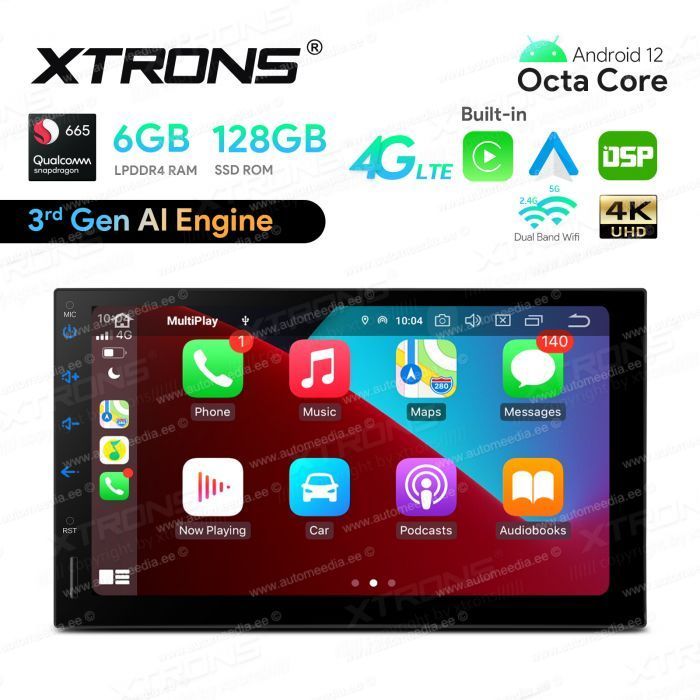 2 DIN universaalne Android 12 GPS autoraadio ja multimeedia keskus