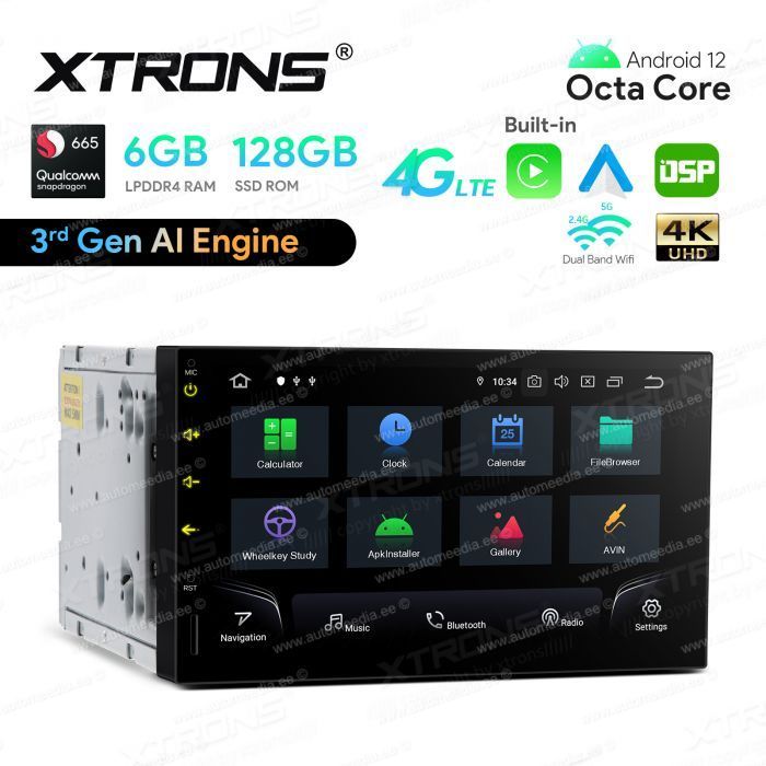 2 DIN universaalne Android 12 GPS autoraadio ja multimeedia keskus