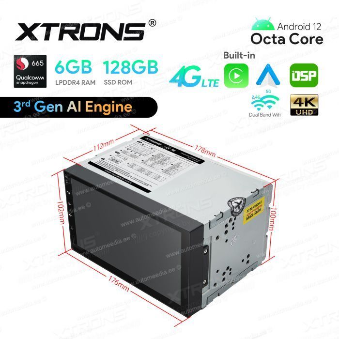 2 DIN universaalne Android 12 GPS autoraadio ja multimeedia keskus