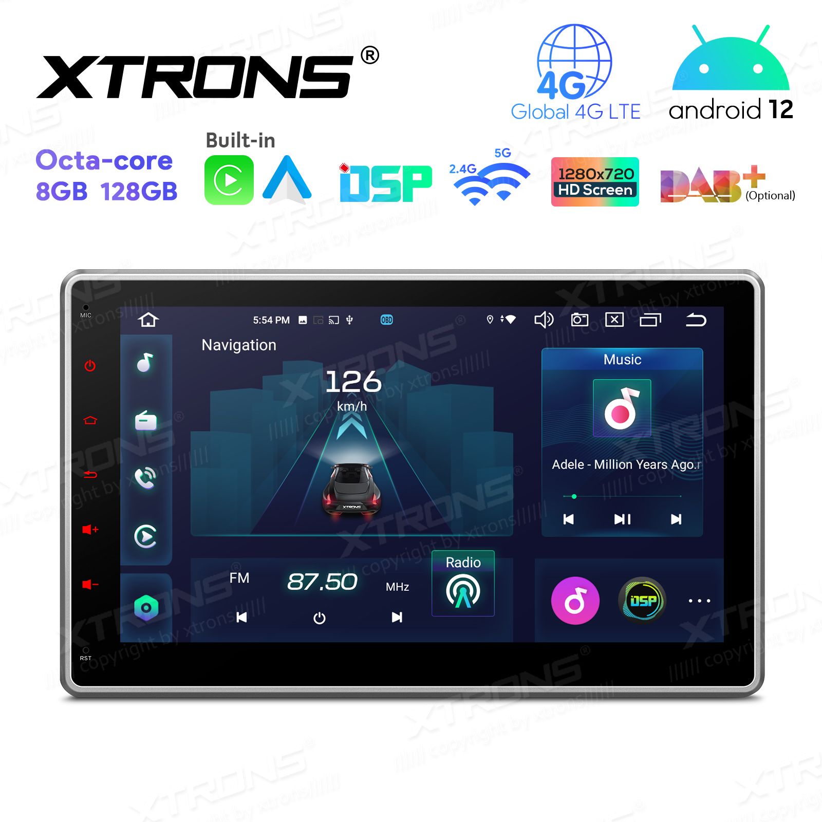 2 DIN Android 12 Car Multimedia Player with GPS Navigation