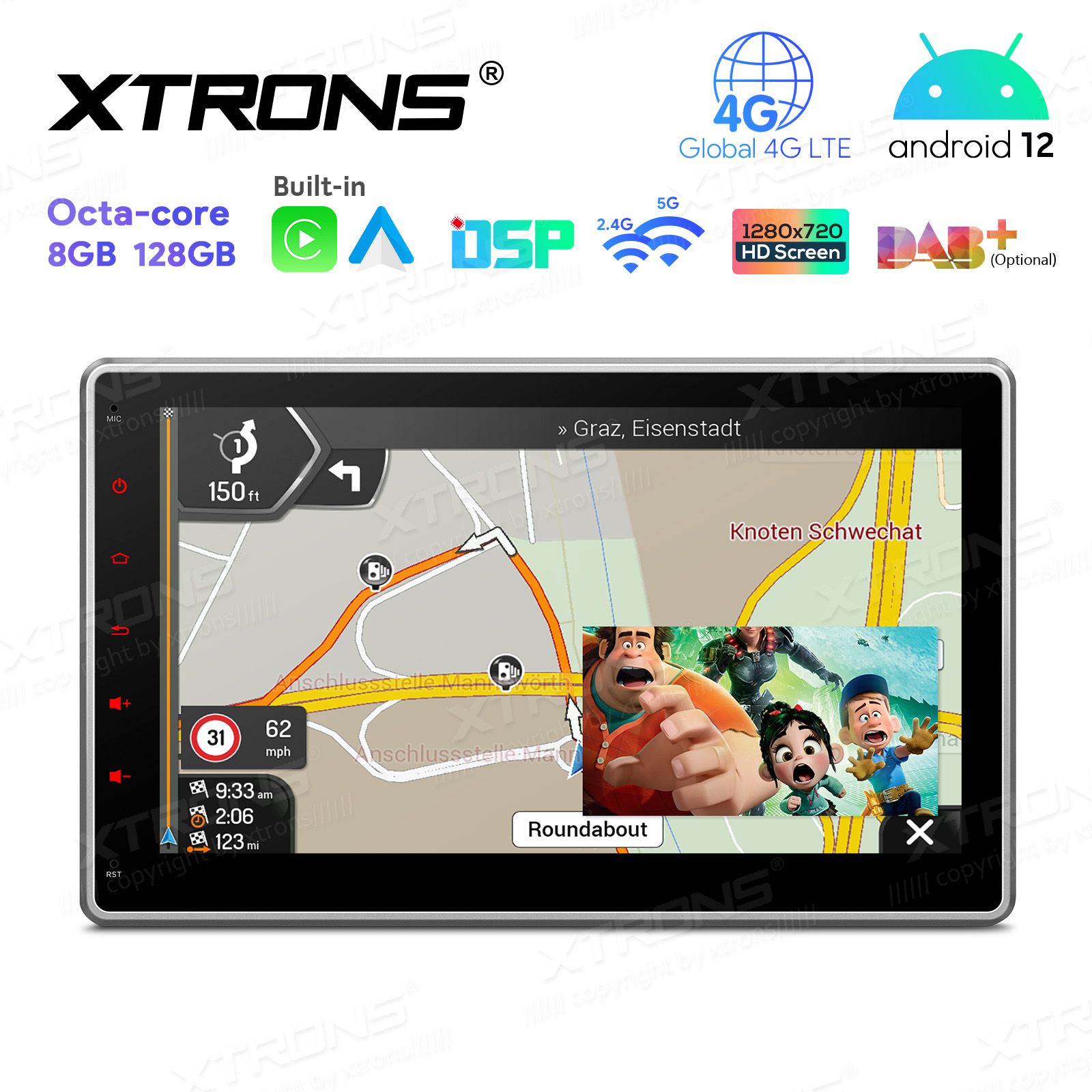 2 DIN universaalne Android 12 GPS autoraadio ja multimeedia keskus
