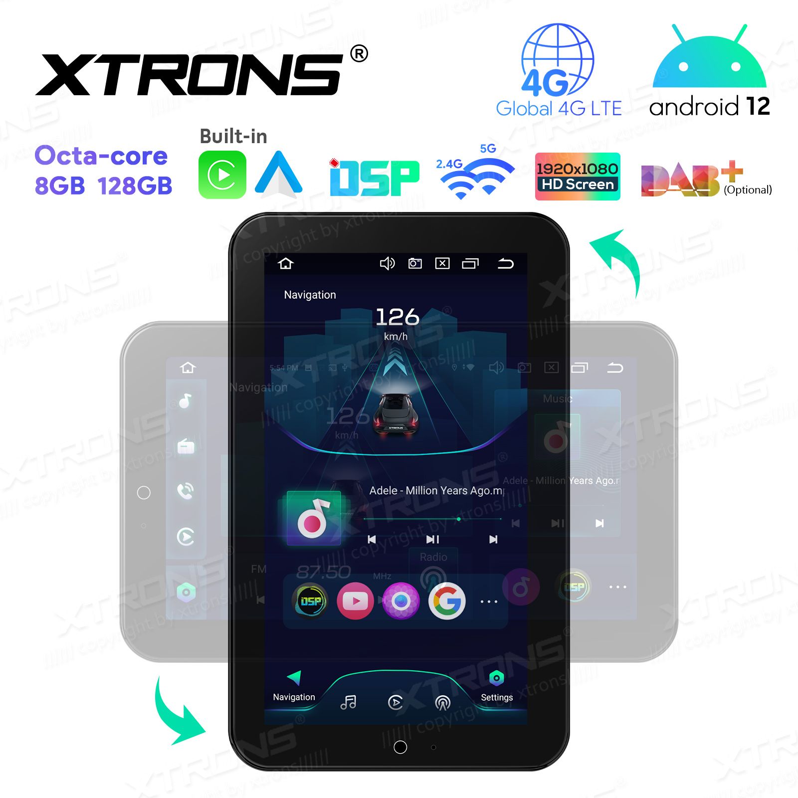 2 DIN universaalne Android 12 GPS autoraadio ja multimeedia keskus