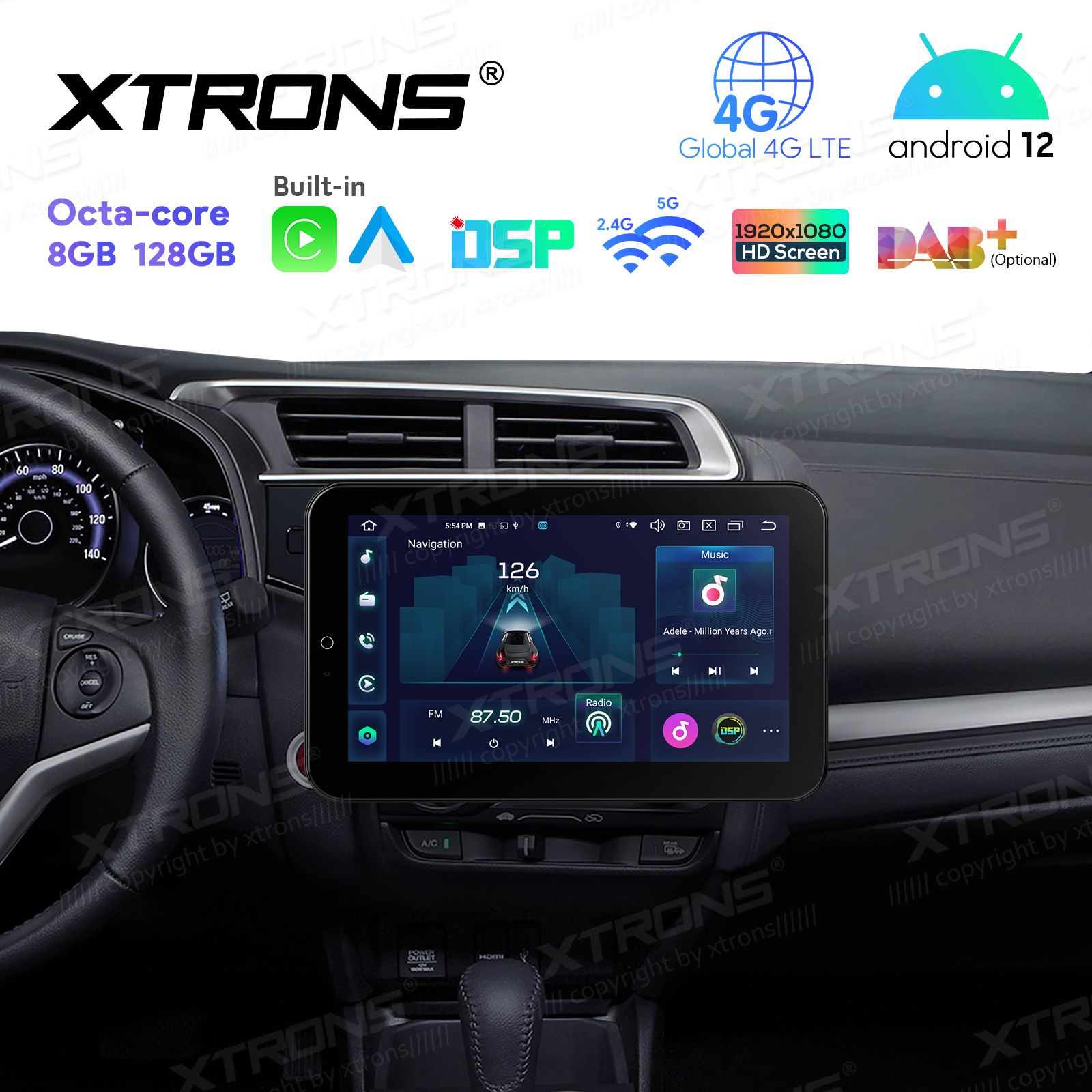 2 DIN universaalne Android 12 GPS autoraadio ja multimeedia keskus