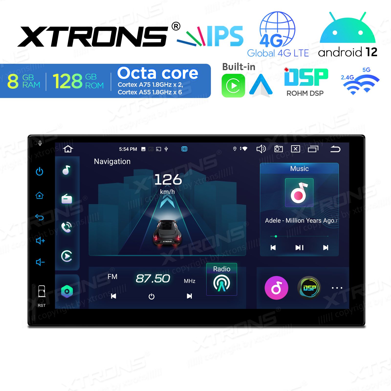 2 DIN Android 12  | GPS auto radio un multimediju centrs