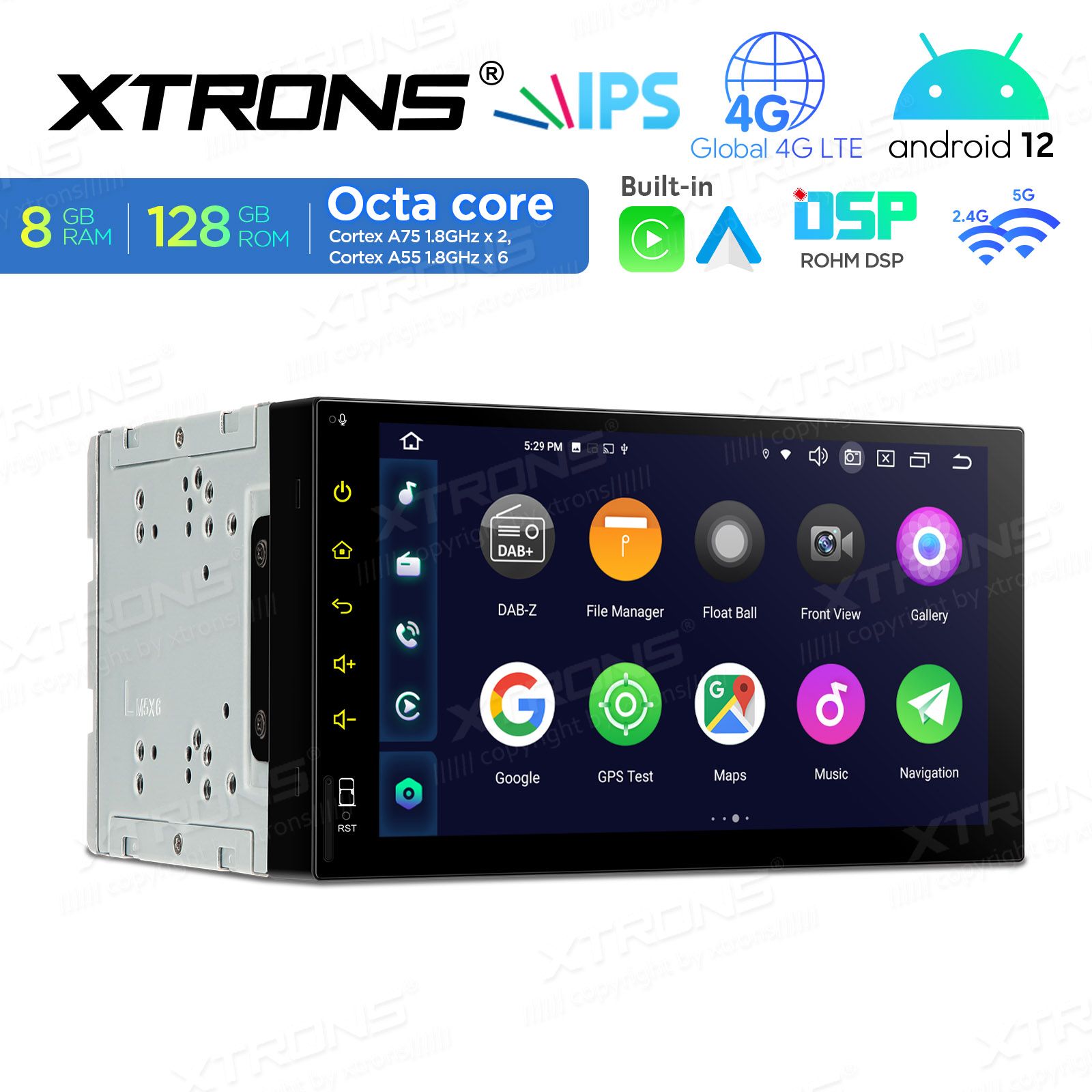 2 DIN universaalne Android 12 GPS autoraadio ja multimeedia keskus