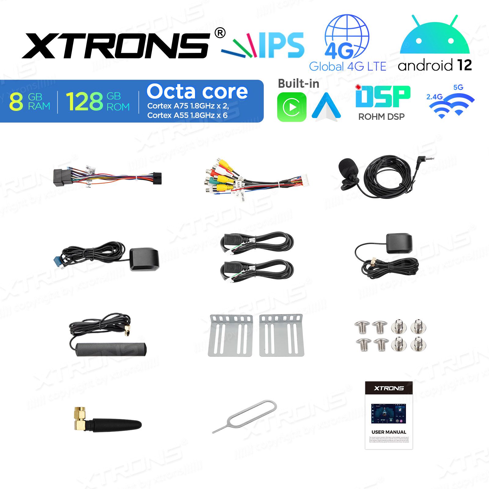 2 DIN universaalne Android 12 GPS autoraadio ja multimeedia keskus
