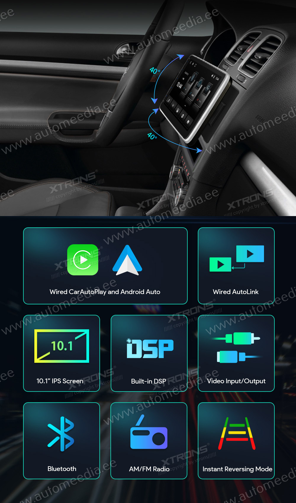 2 DIN  XTRONS TL10L merkkikohtainen Android GPS multimedia näyttösoitin