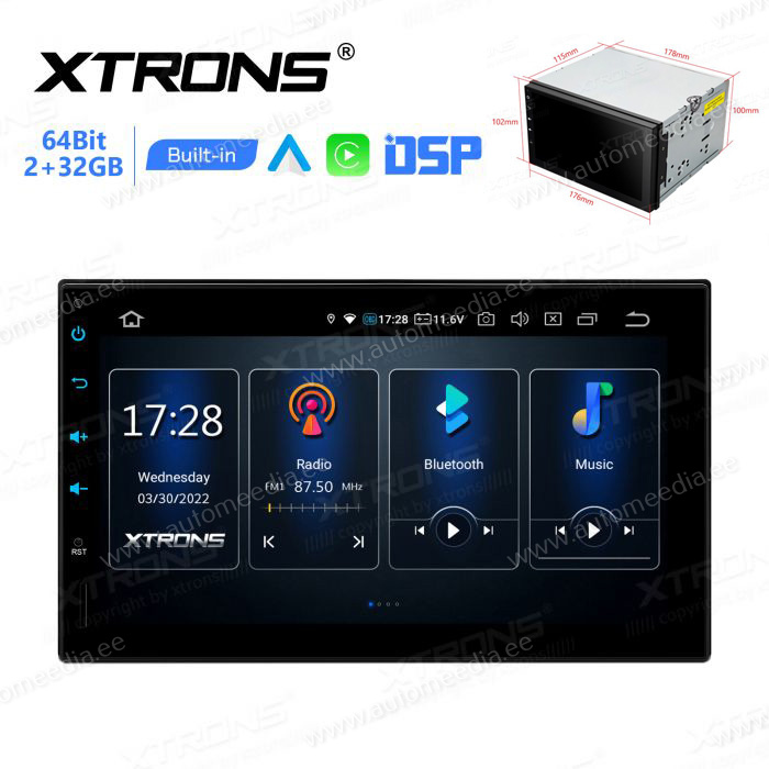 2 DIN Android 11 Car Multimedia Player with GPS Navigation