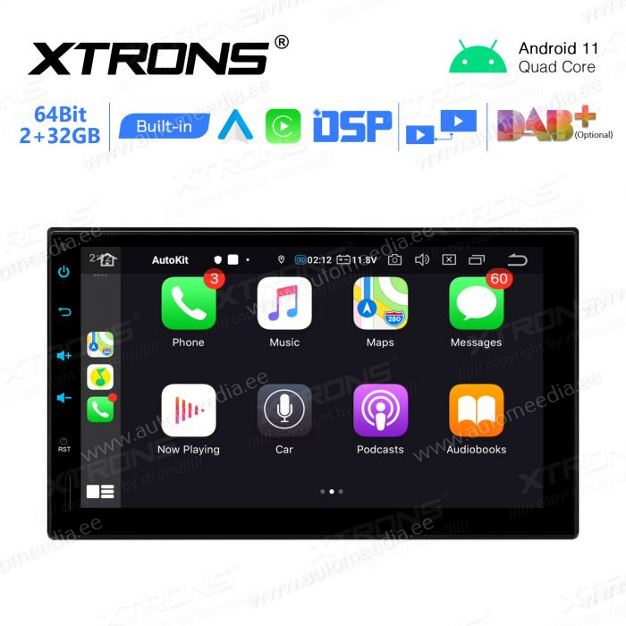 2 DIN universaalne Android 11 GPS autoraadio ja multimeedia keskus