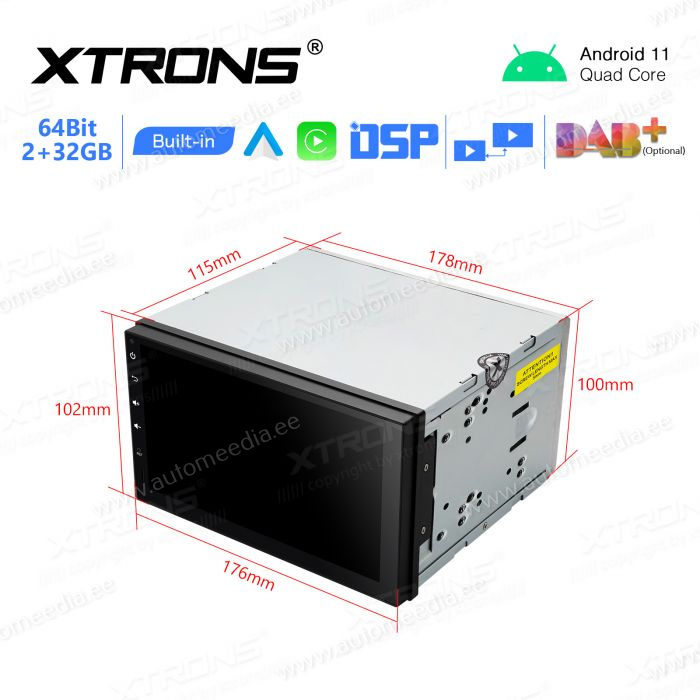 2 DIN universaalne Android 11 GPS autoraadio ja multimeedia keskus
